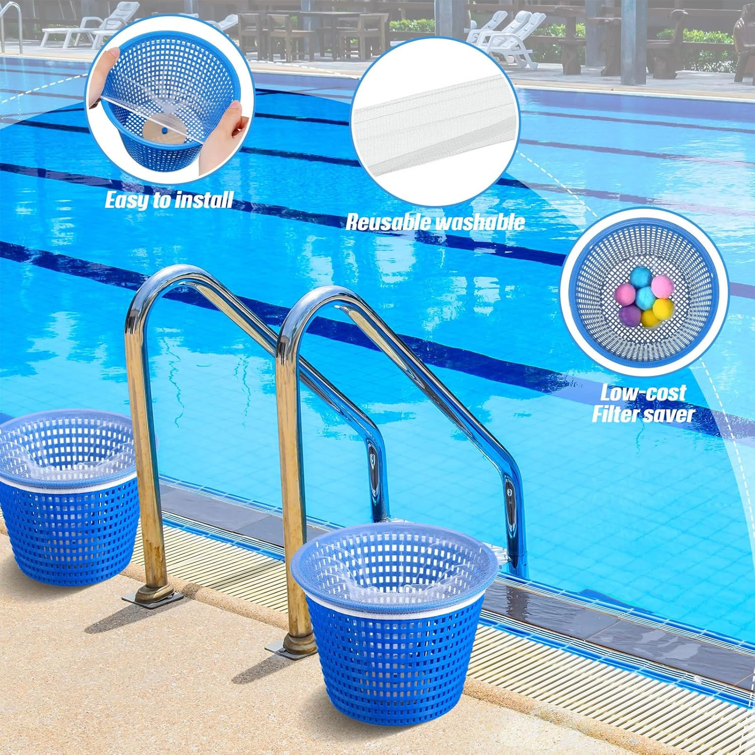 100 Pcs Pool Skimmer Socks Pool Filter Socks for Skimmer Basket Inground or abov