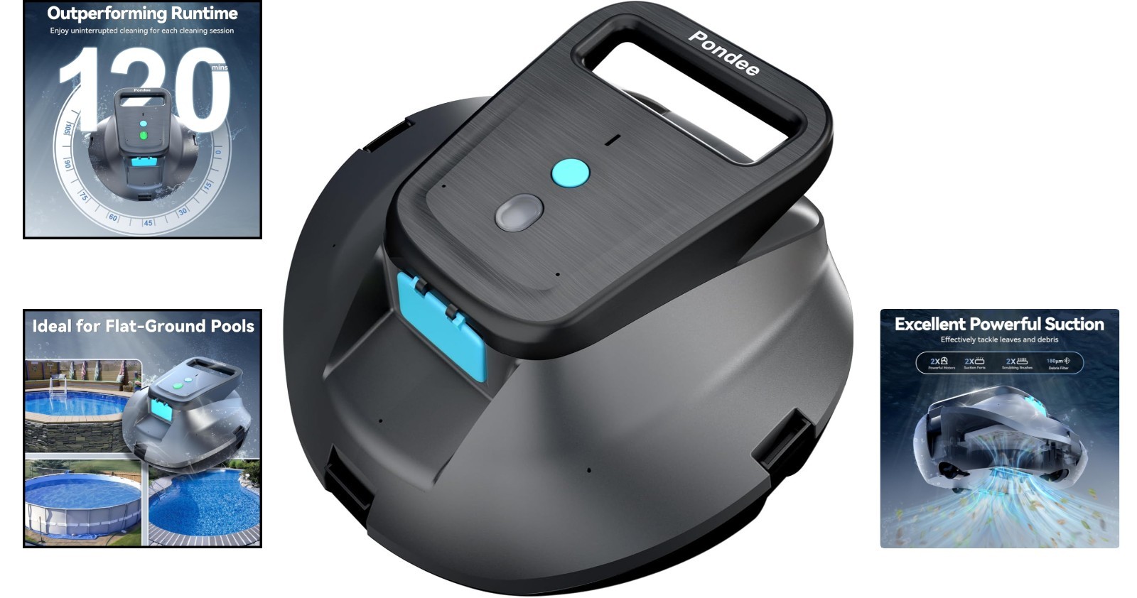 Effortless X1 Robotic Pool Cleaner – 850 sq.ft & 120-Min Runtime, Fast Recharge