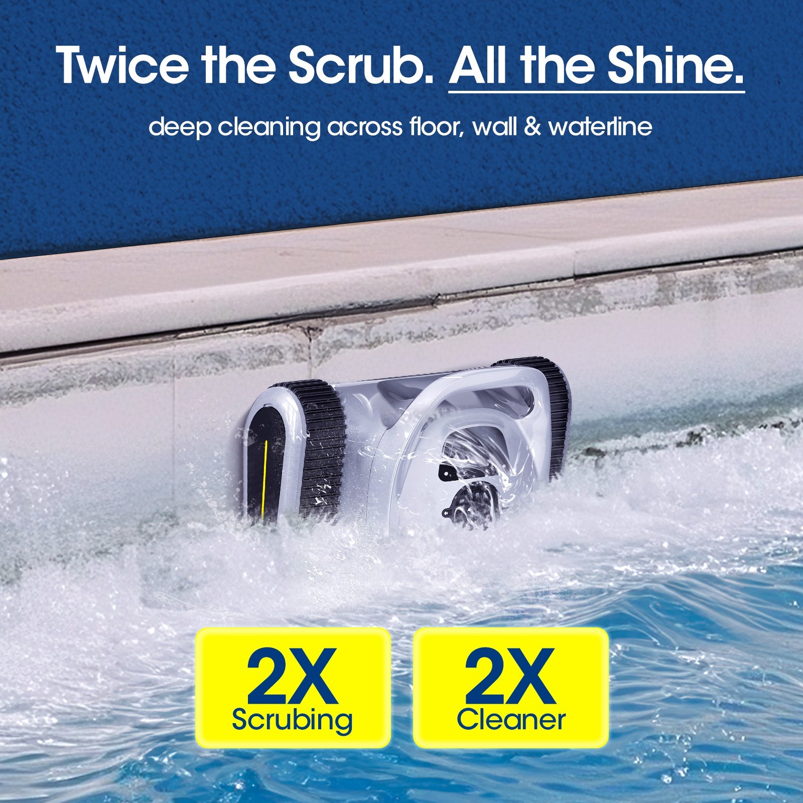 Seauto SAT30 Cordless Robotic Pool Vacuum, Wall Climbing Dual Brushless Motors