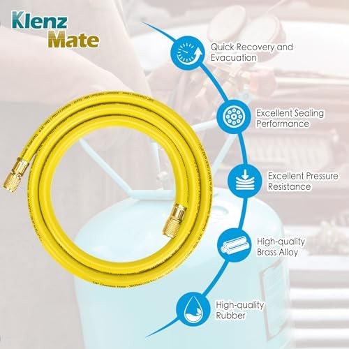 2026 Upgraded 3/8&Prime; HVAC Vacuum Hose,72&Prime; Refrigerant Charging Yellow 6Ft