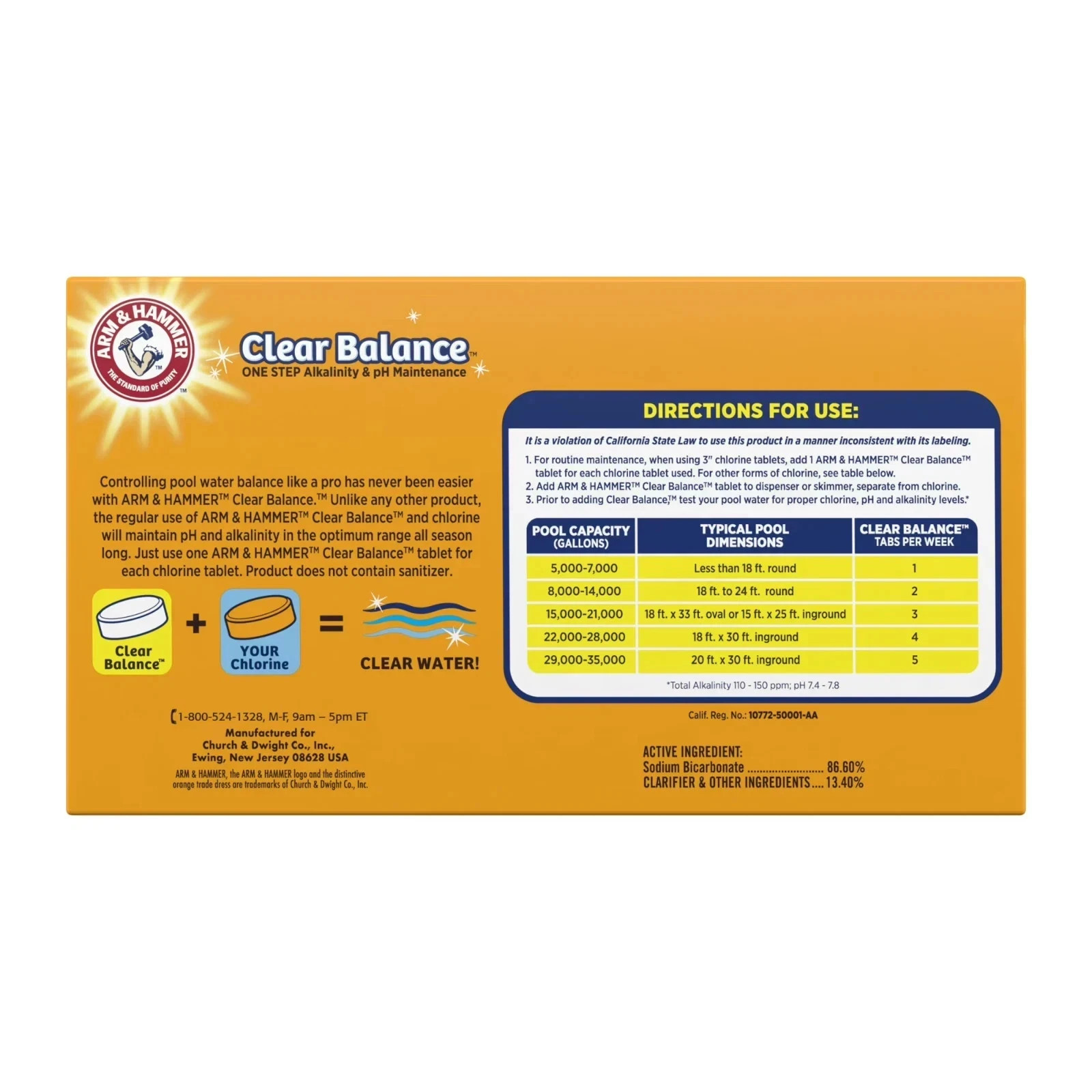 ARM & HAMMER Clear Balance Swimming Pool Maintenance Tablets, 24 Count
