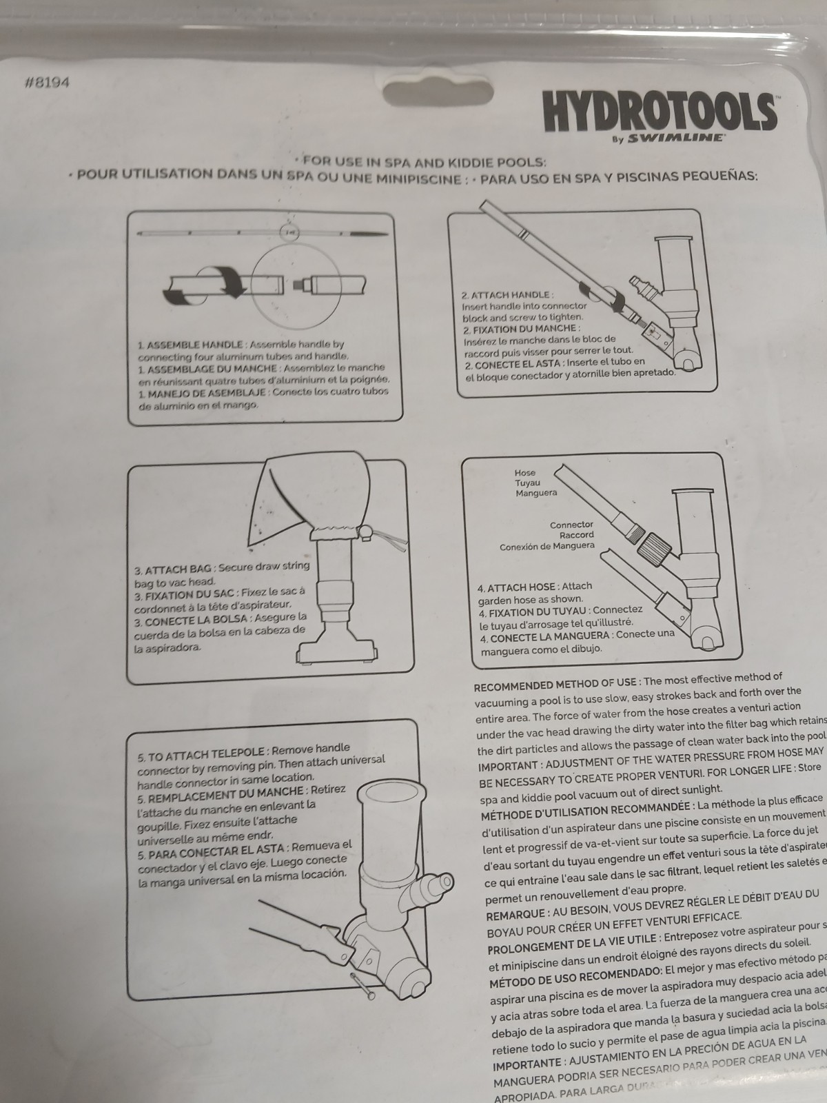 HydroTools by Swimline Mini Venturi Vacuum Pool Spa Cleaner (NEW)