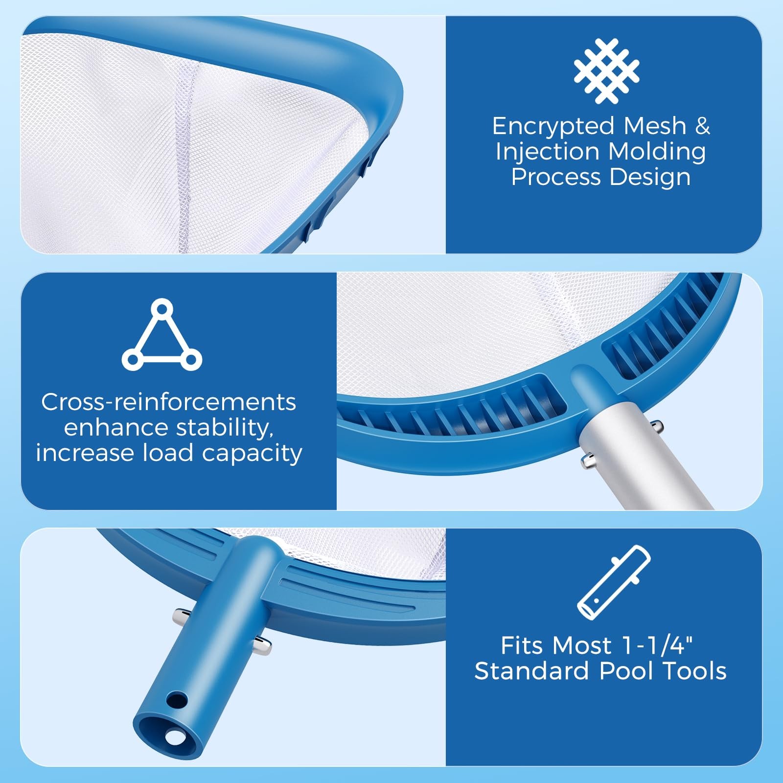 Professional Pool Skimmer Net 6 Feet with Aluminum Poles for Fast Debris Removal