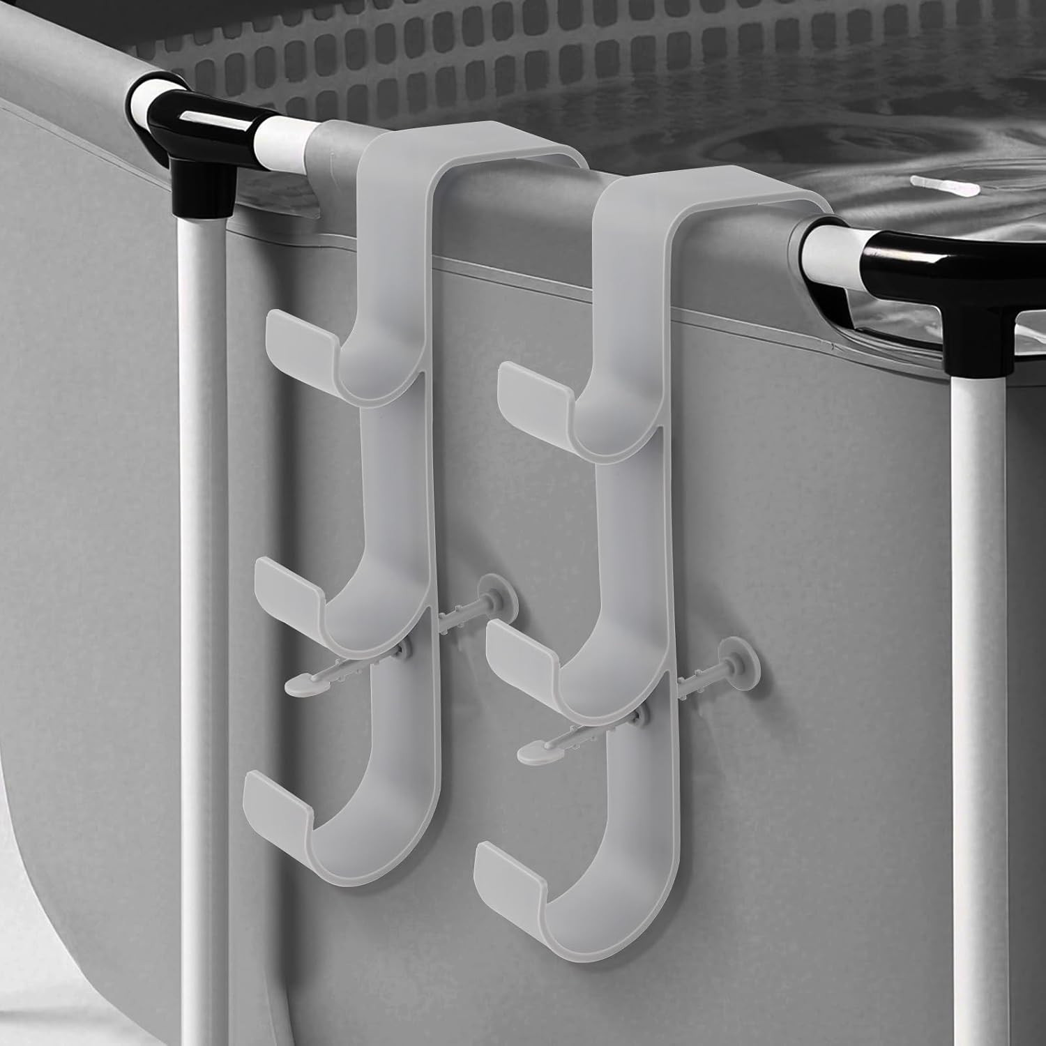 Adjustable 3-Hook Pool Pole Hanger – above Ground Pool Accessories for Skimmer,