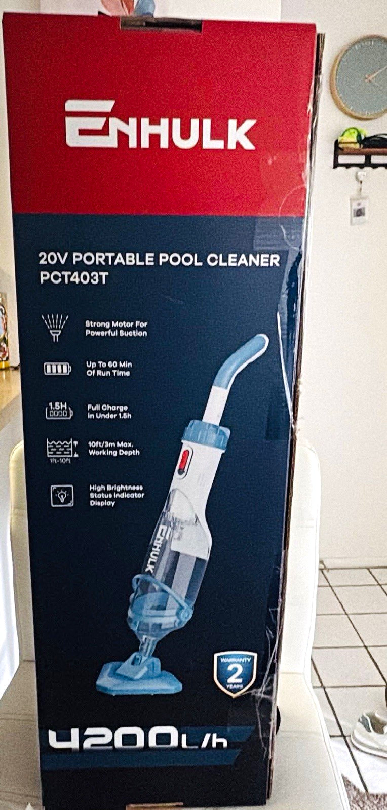 Enhulk 20V Portable Pool Vacuum Cleaner PCT403T 4200 L/h 60 Min