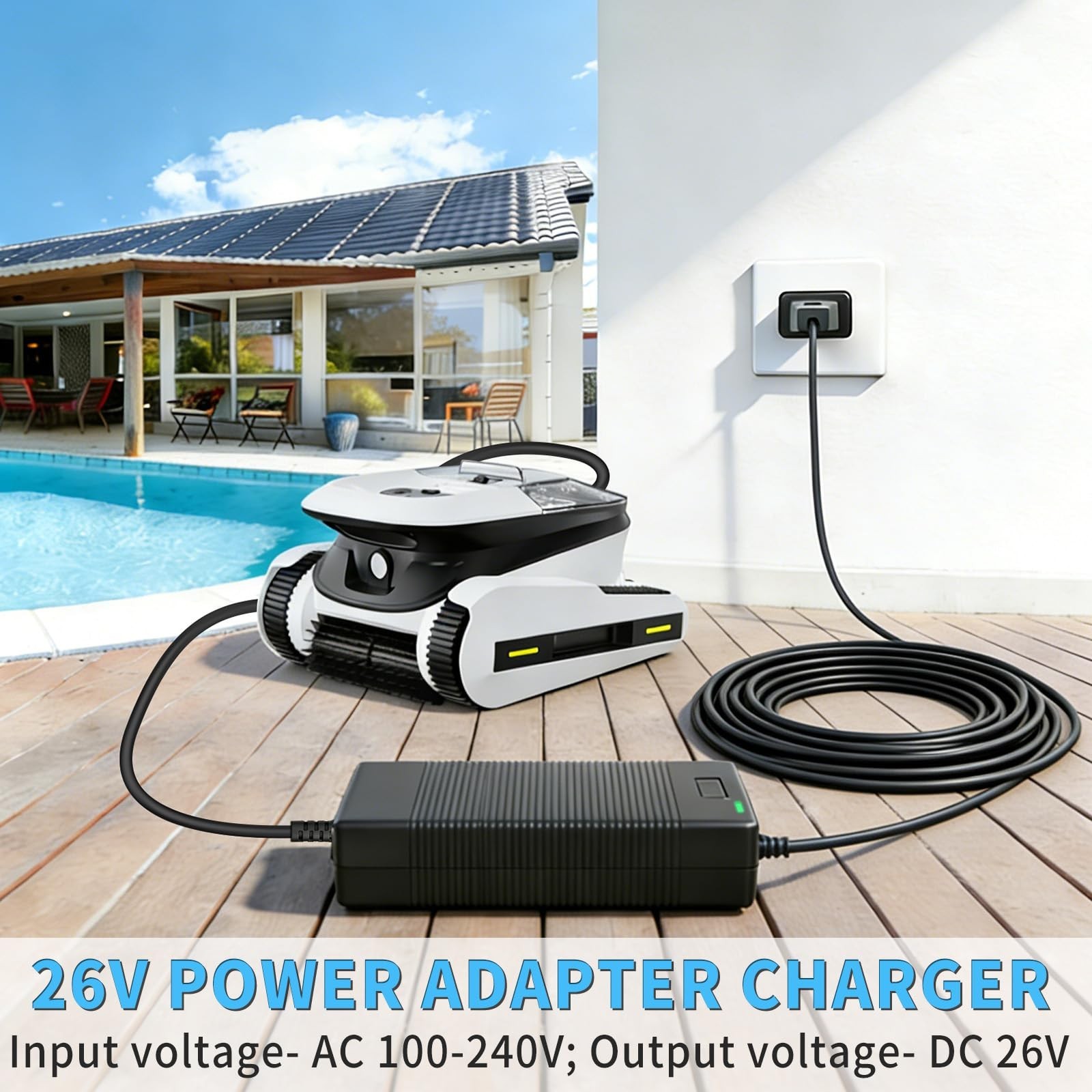 26V Charger for 21.6V Robotic Pool Cleaner – Power Supply Adapter & AC/DC Cord