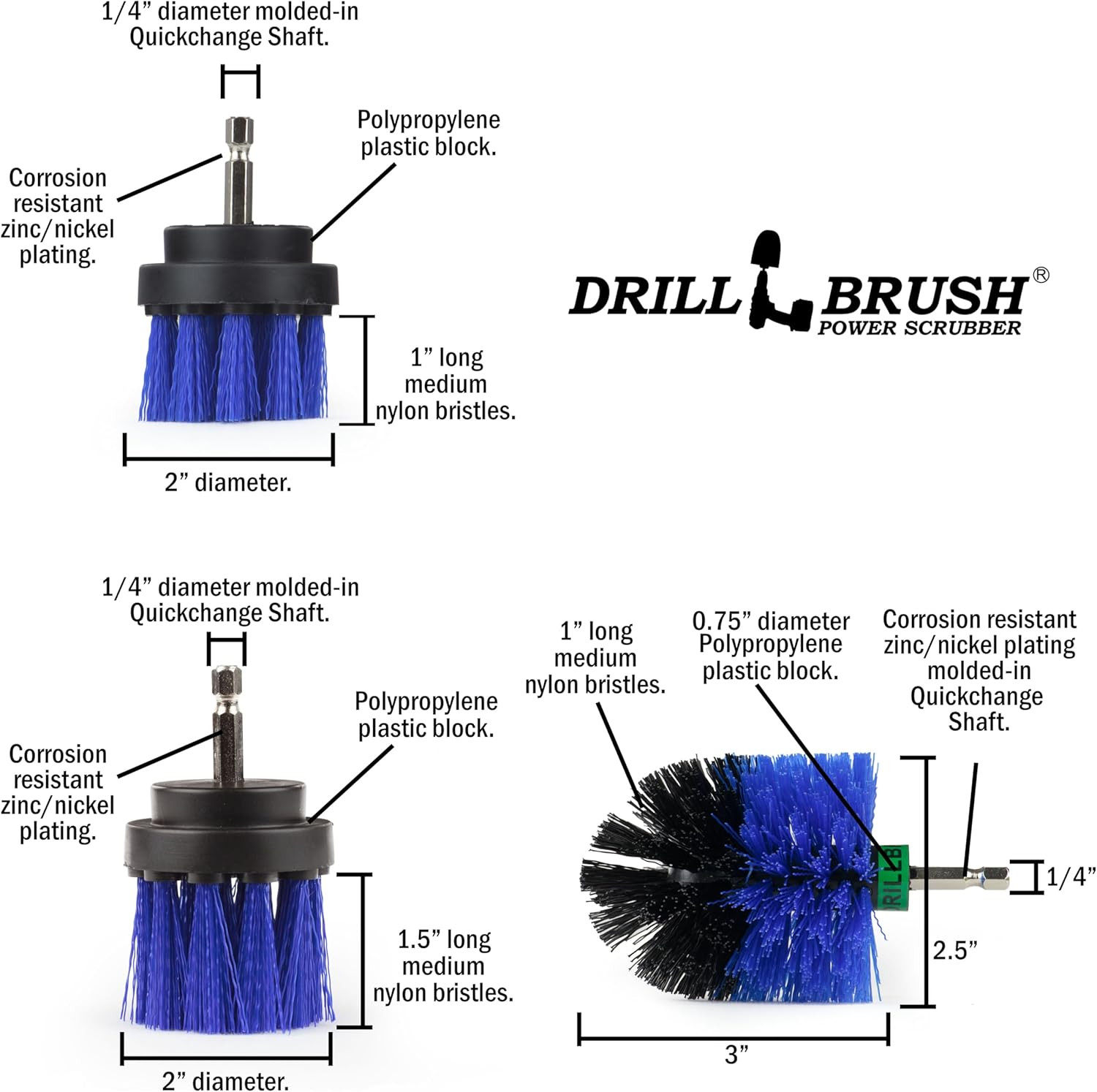 Pool Accessories – Cleaning Supplies – Drill Brush – 5 Piece Spin Brush Pool Cle