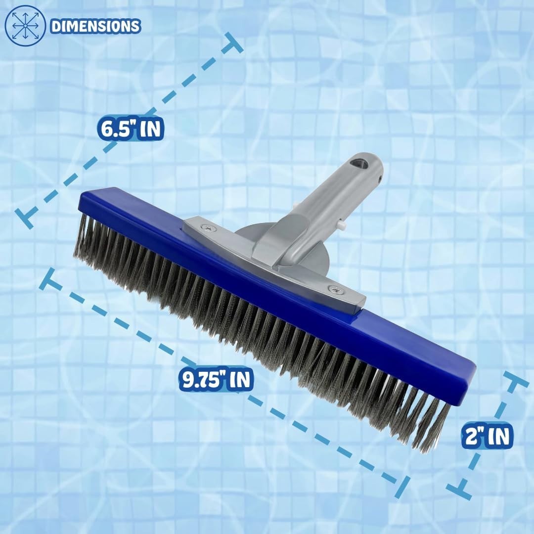 Medium Hard Bristle Pool Brush for Gunite, Concrete & Tile, Rust-Resistant