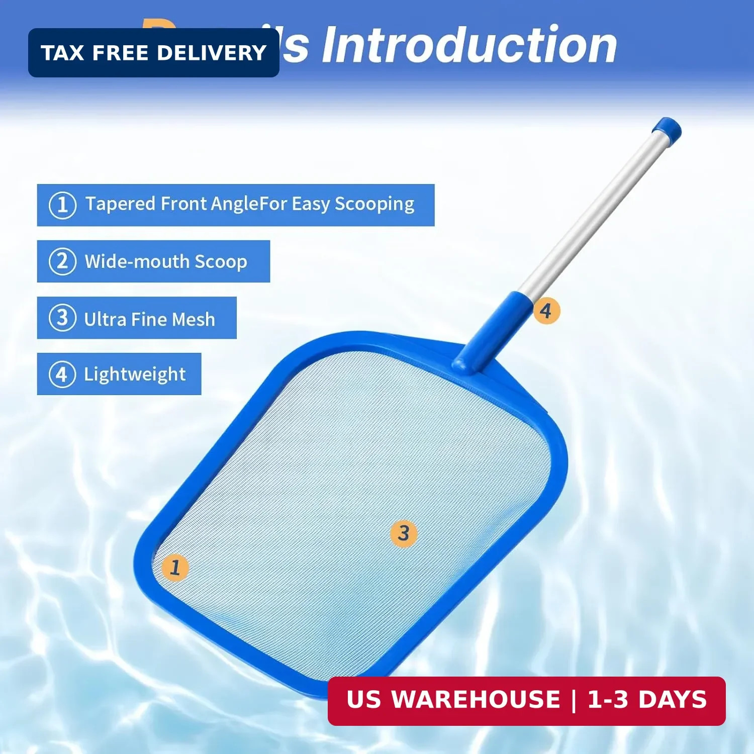 Tavaleu Pool Skimmer, Hot Tub Skimmer Spa Net with Pole, 26 », Ultra Fine Mesh S