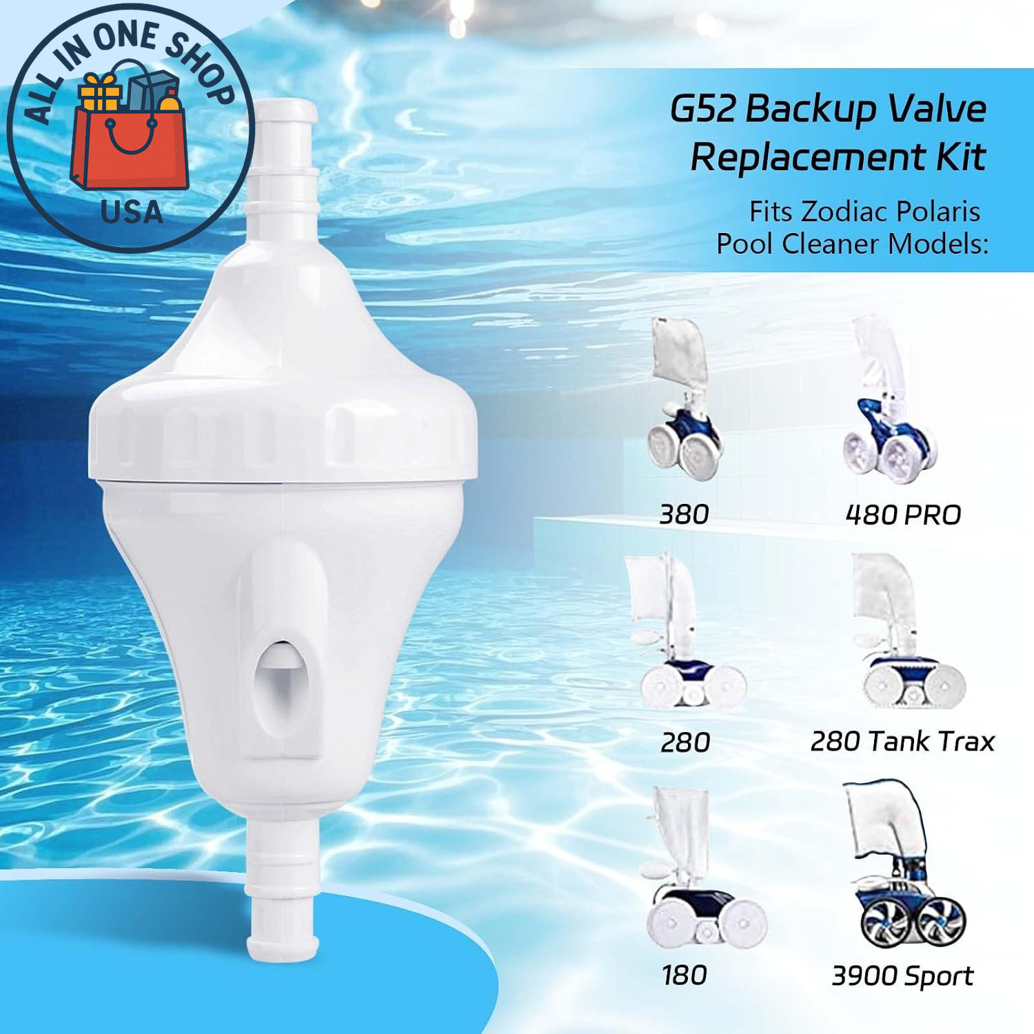 G52 Backup Valve Kit for Polaris 180, 280, 380, 480, 3900 Pool Cleaners