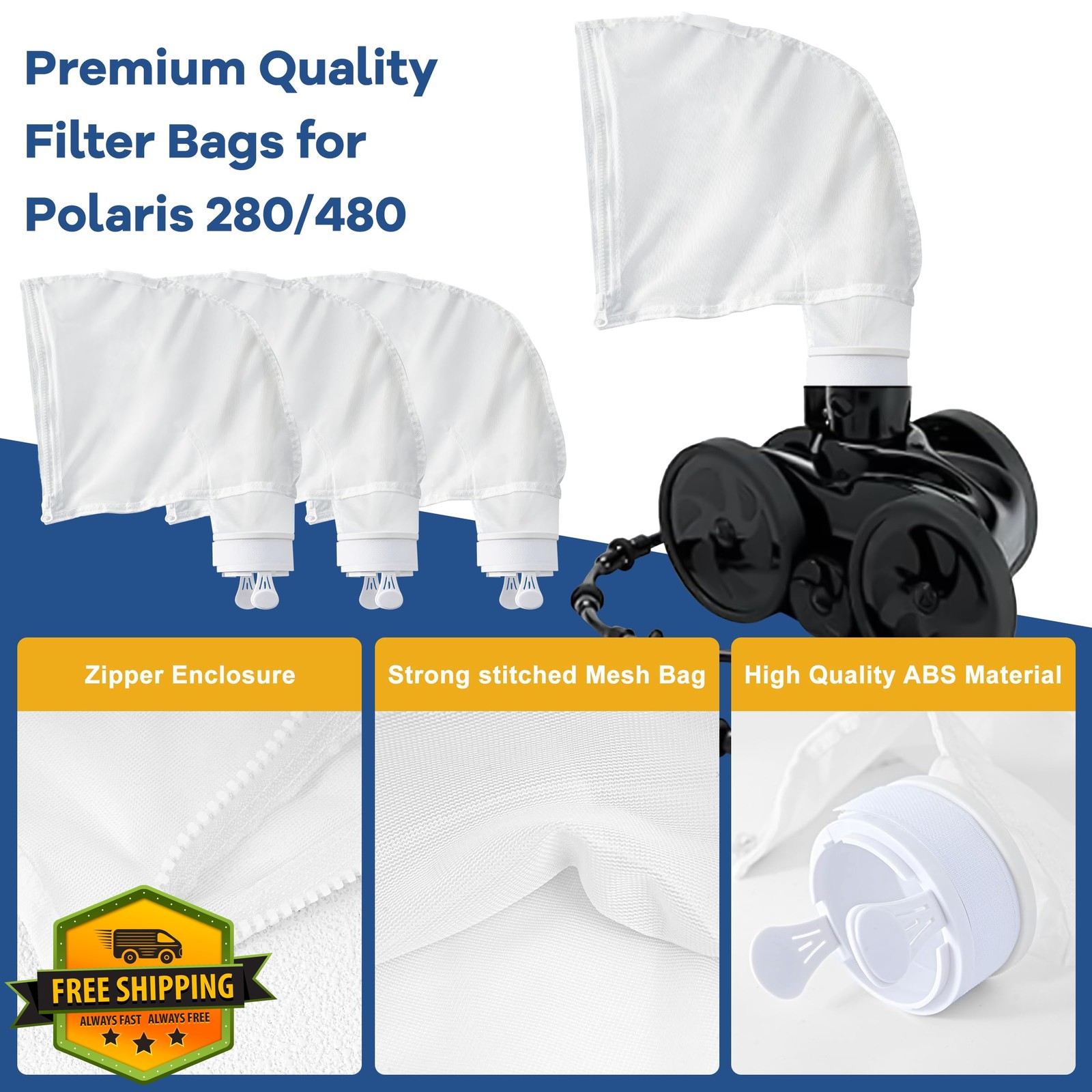 TaShow 280 480 Pool Cleaner Bags 4 Pack Nylon Mesh