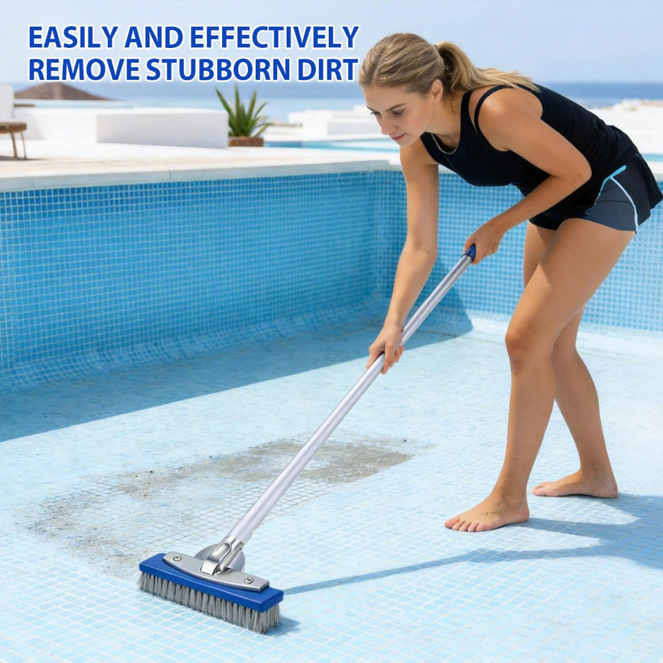 5-Inch Pool Brush Head – Combo Nylon & Stainless Steel Wire Bristles, Heavy D…