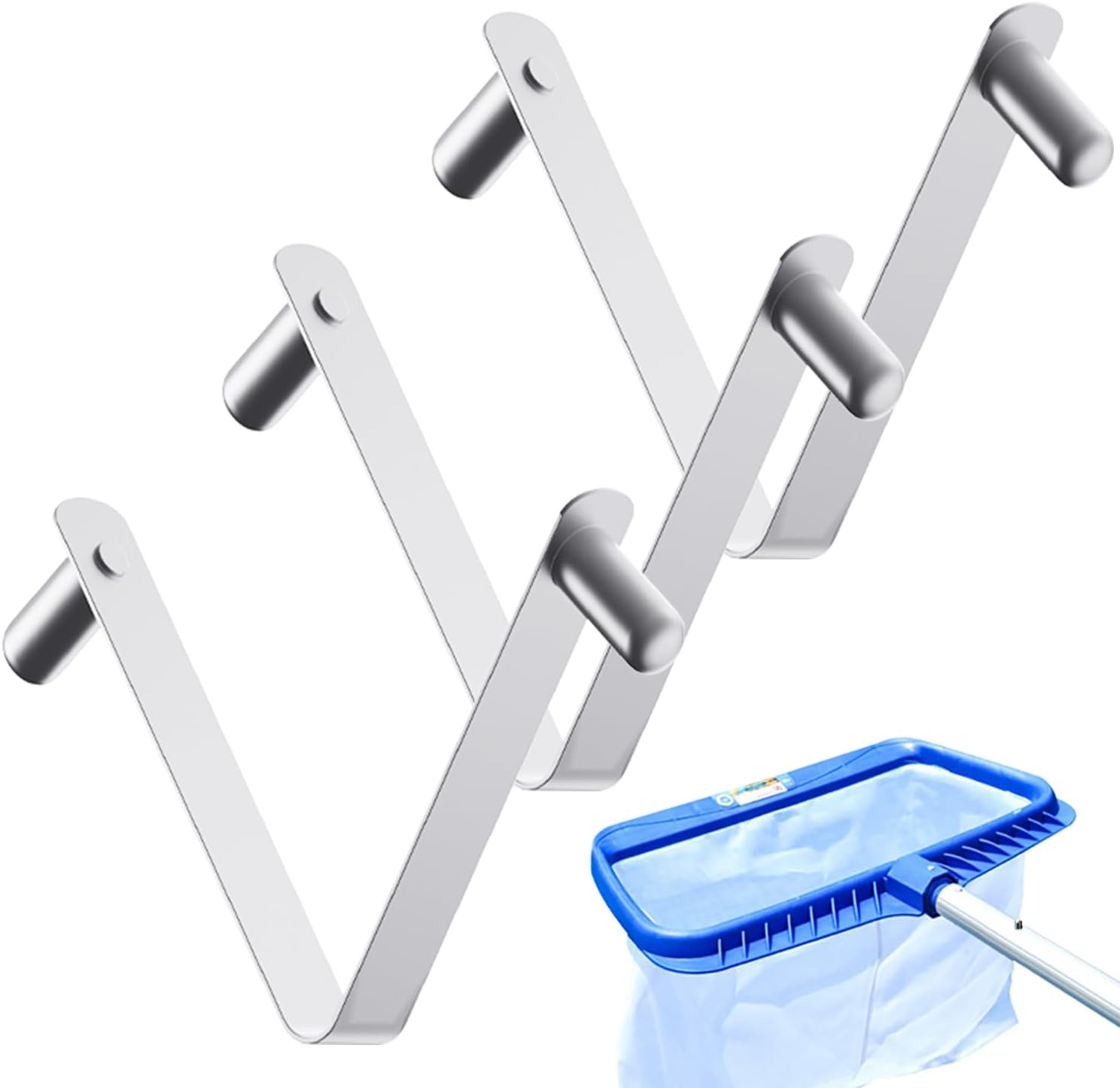 3 PCS Pool Brush V-Shaped Clip,Stainless Steel Universal Pool Pole Butterfly