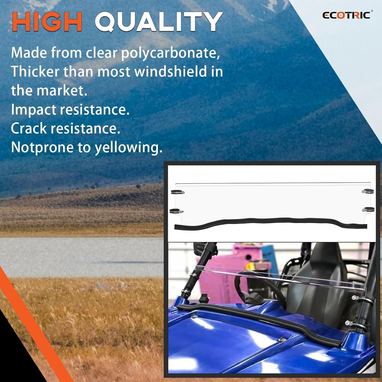 Clear Half Windshield Polycarbonate Compatible with Polaris 2008-2013 RZR 800 20