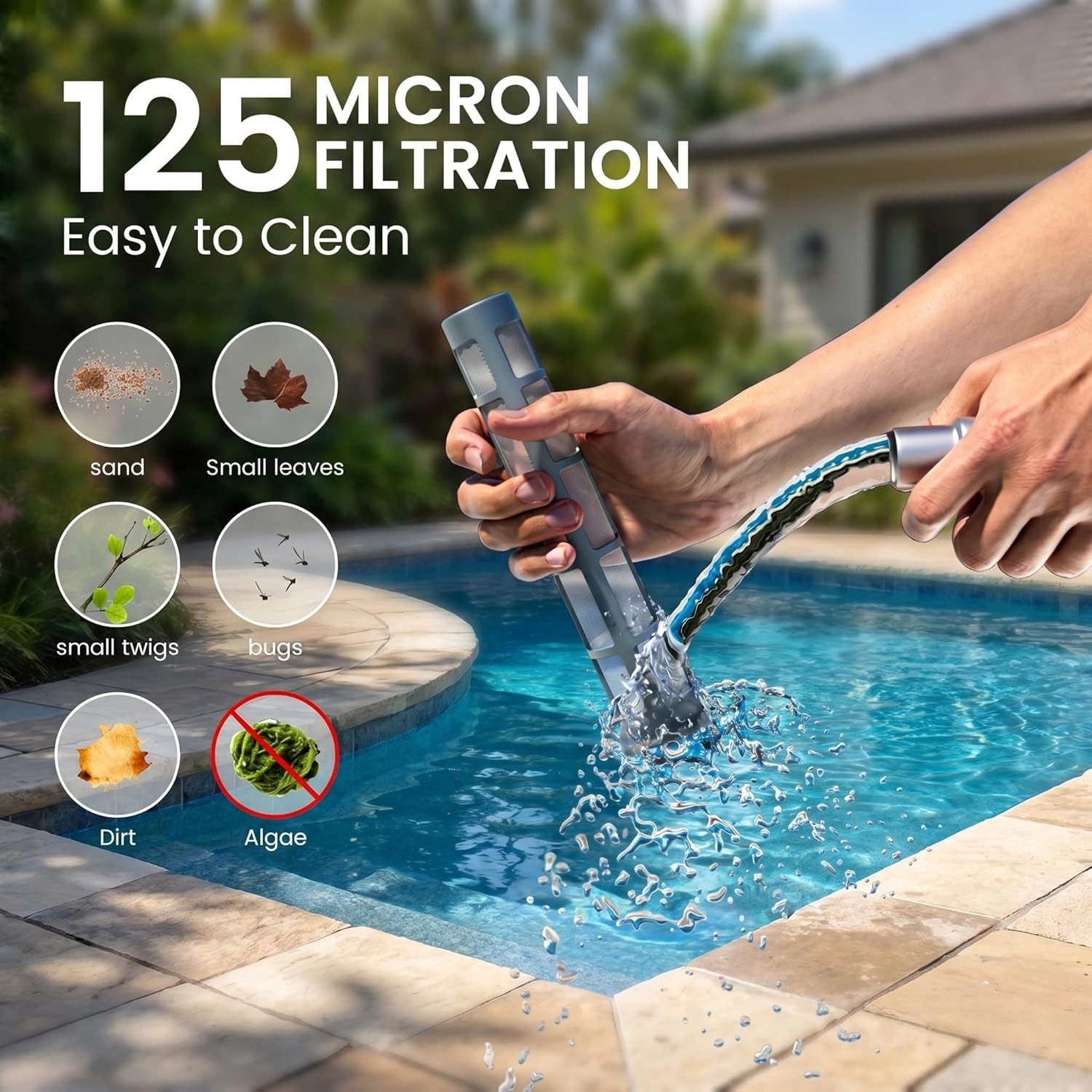 7.5 ft Adjustable Cordless Vacuum for Quick and Easy Pool & Hot Tub Cleaning