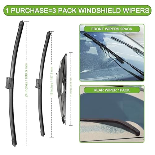 Windshield Wiper Blades for Mazda CX-9 2016-2025, 3 Pack | 24/18 Inch Front