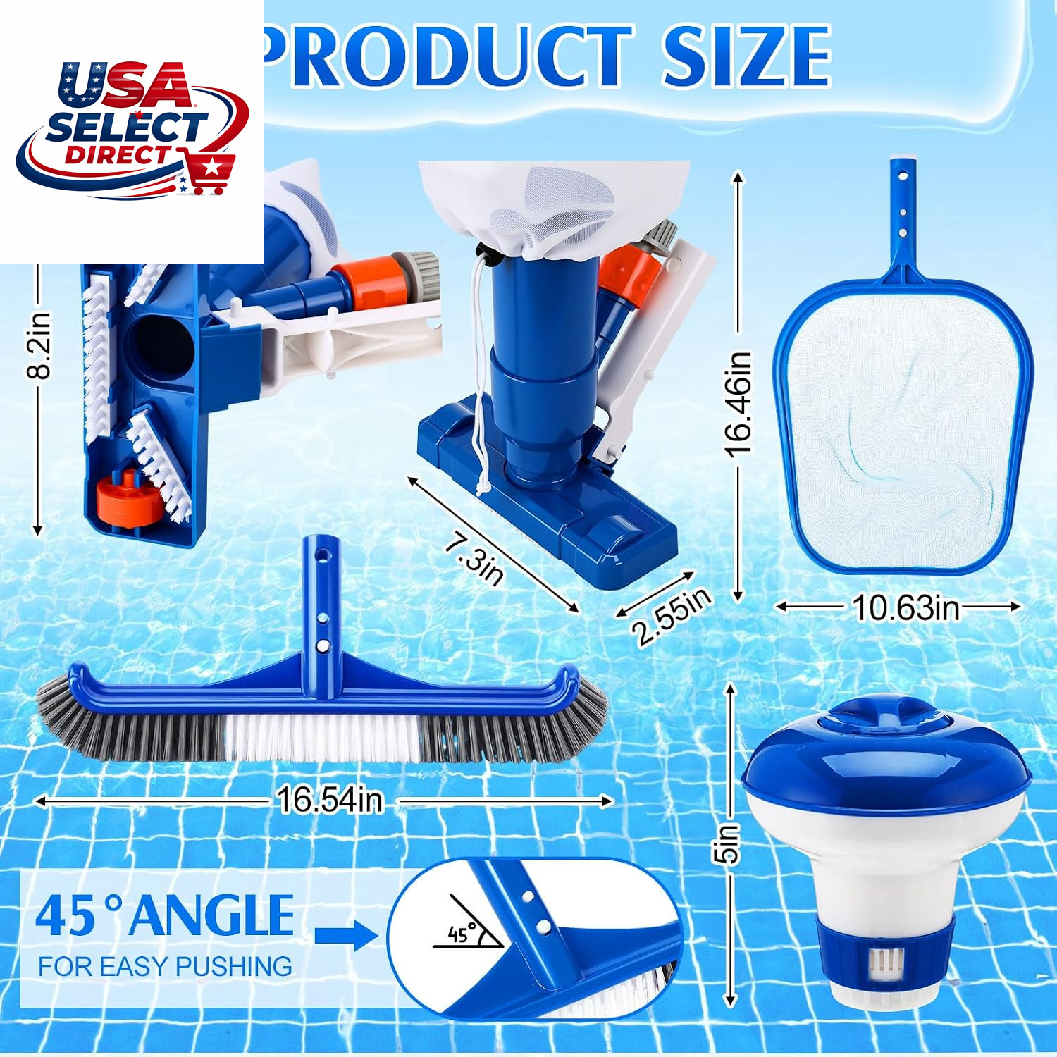 4 Pcs Pool Cleaning Kit for Above Ground & Spa Maintenance