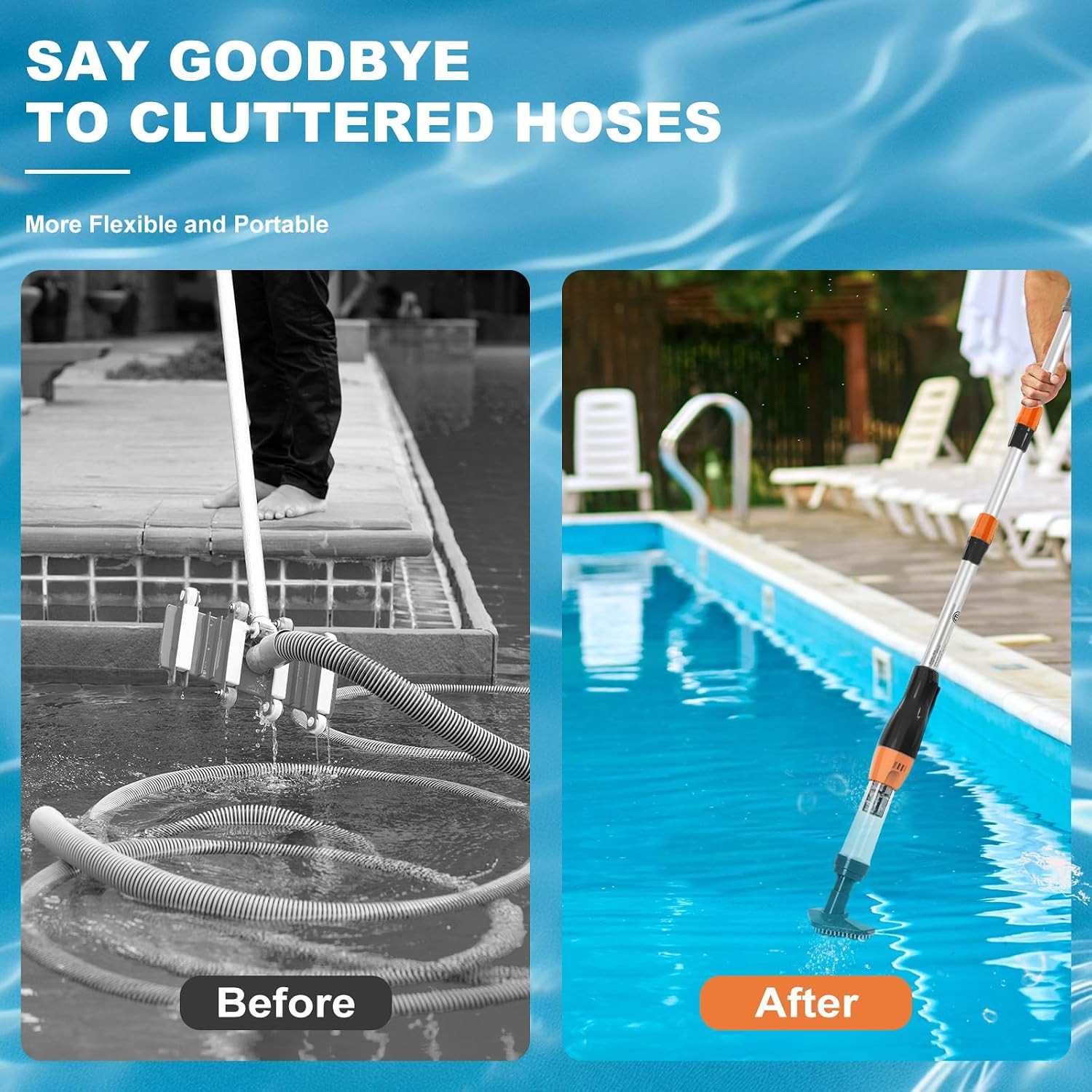 3 in 1 Cordless Rechargeable Pool Vacuum, Handheld Pool Cleaner Ideal for Spas,