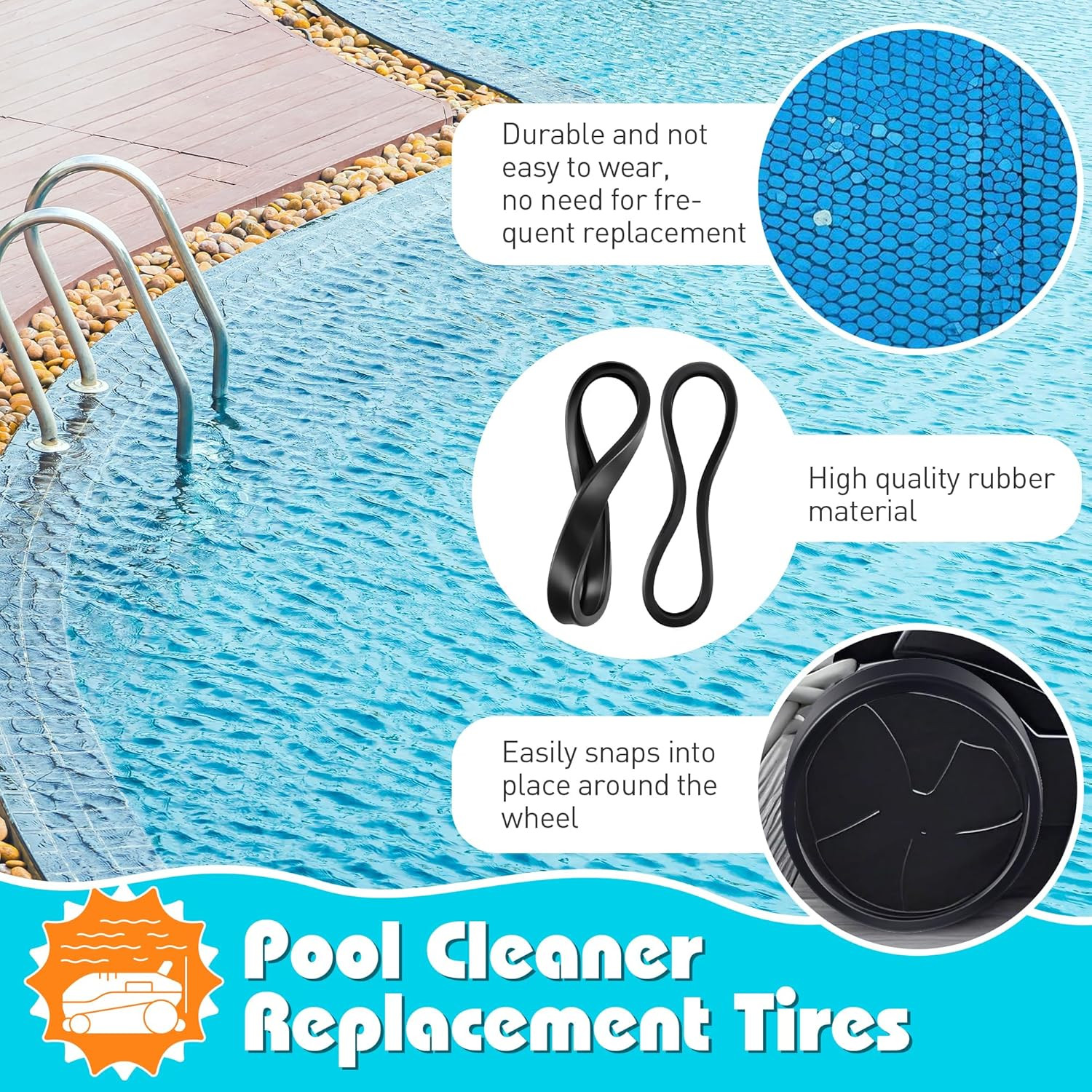 6 Pcs Pool Cleaner All Purpose Tire Replacement Part Compatible with Polaris