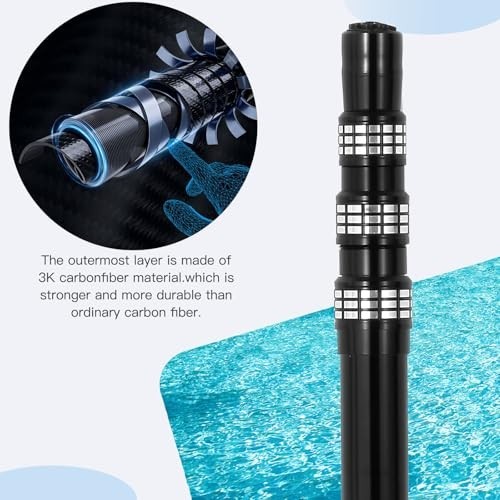 Telescopic Carbon Fiber Swimming Pool Pole – 12ft Adjustable Cleaning Rod for Sk