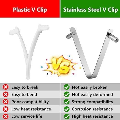 12Pcs Pool Pole Clips-Stainless Steel Pool Attachment V-Clip-Universal Butterfly