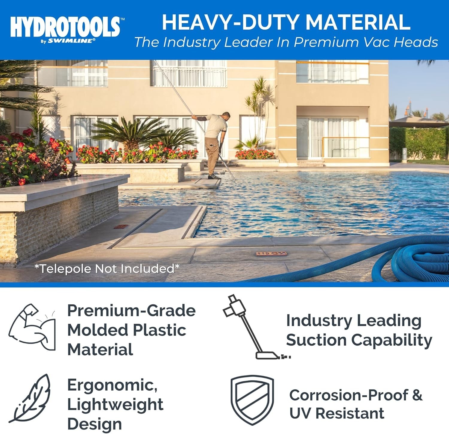 Hydrotools Weighted Pool Vacuum Head with Wheels for Inground & Above Ground …