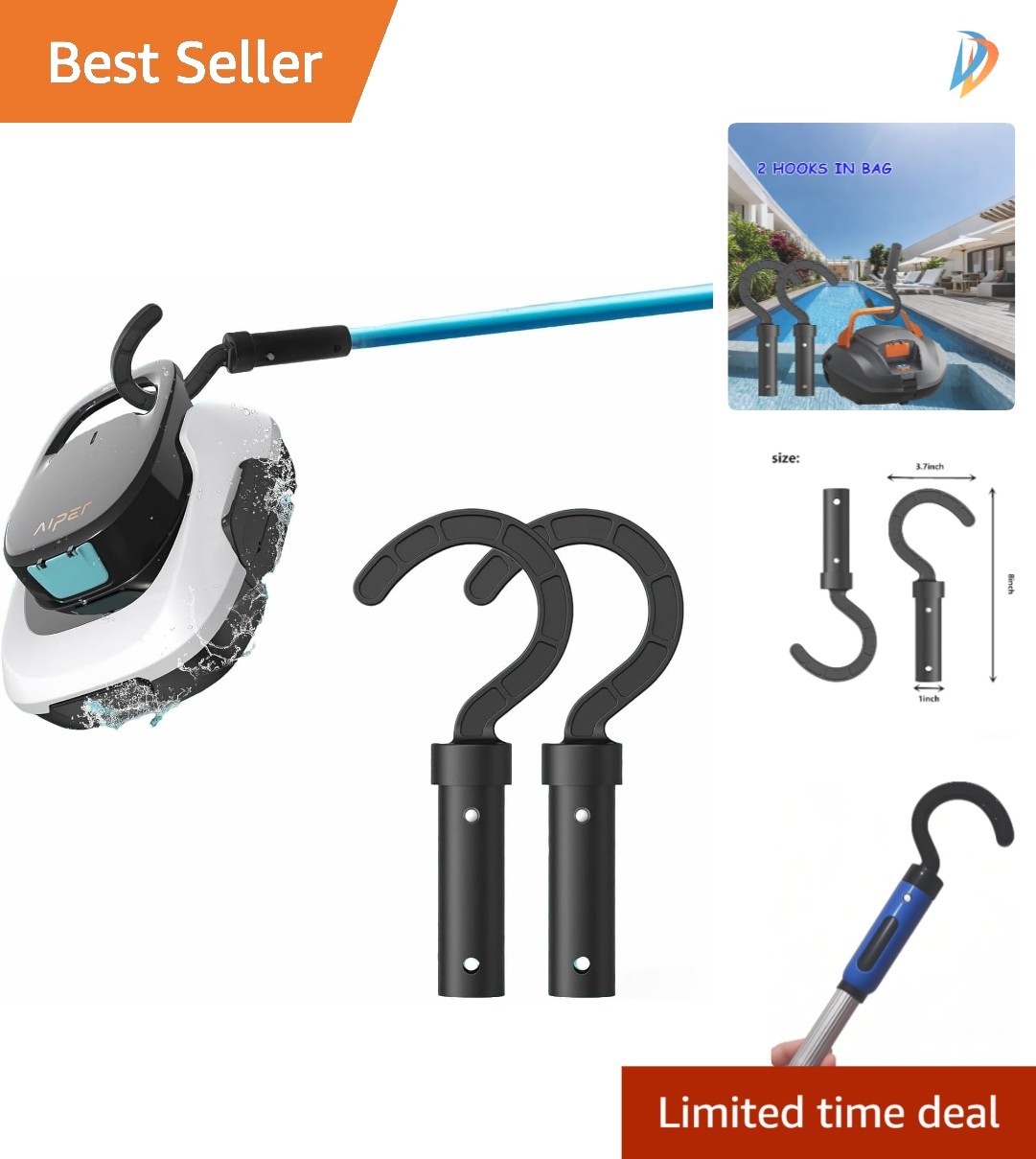 Portable Black Hooks for Robotic Pool Cleaners – Compatible & Easy to Use
