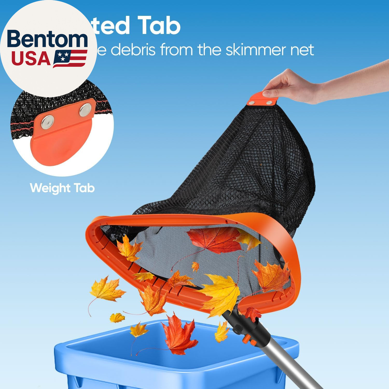 17.5&Prime; Pool Net, Pool Skimmer Net with Double-Layer Netting Bag, Aluminum Frame,