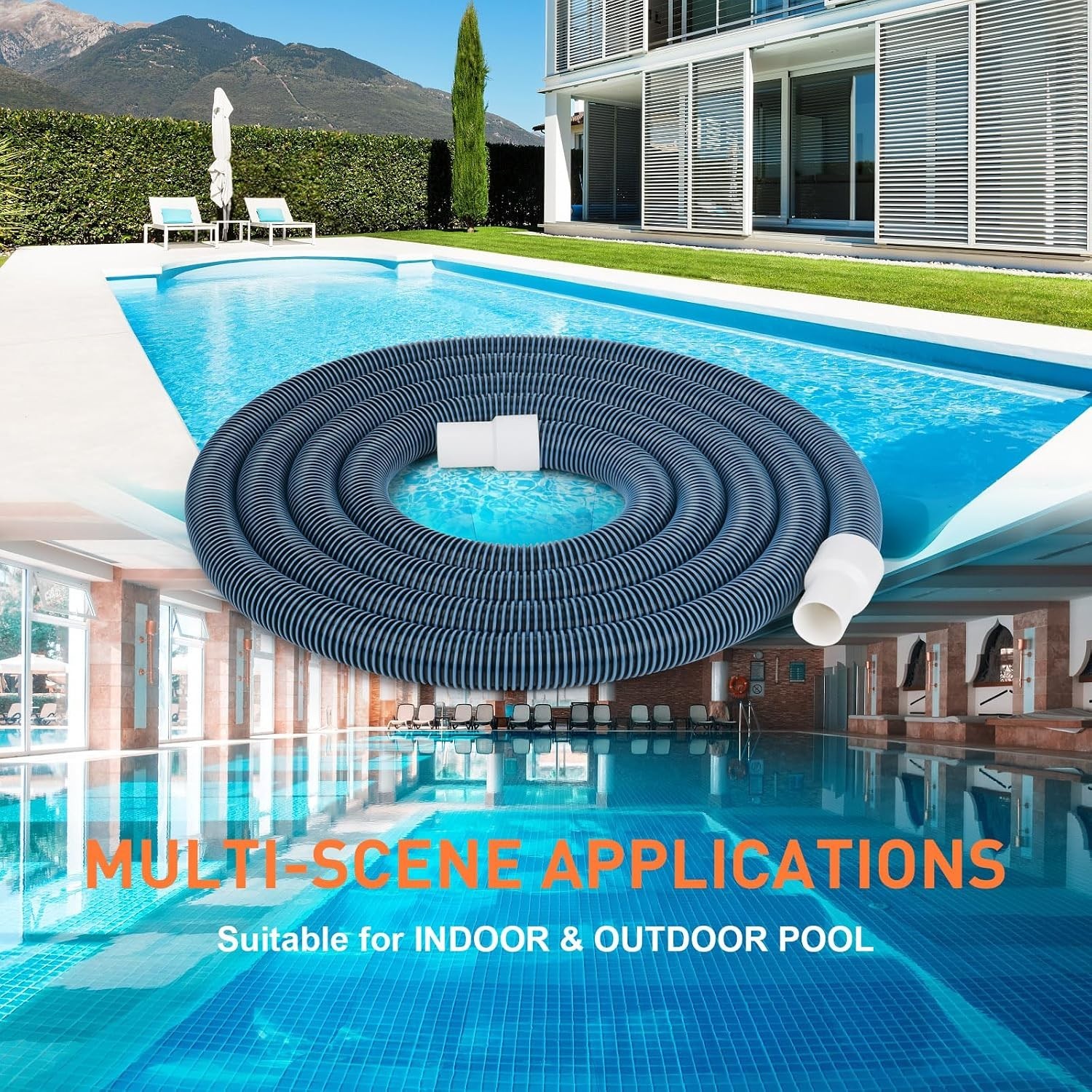 Heavy Duty 1.5 » x 18ft Pool Vacuum Hose with Swivel Cuff for Efficient Cleaning