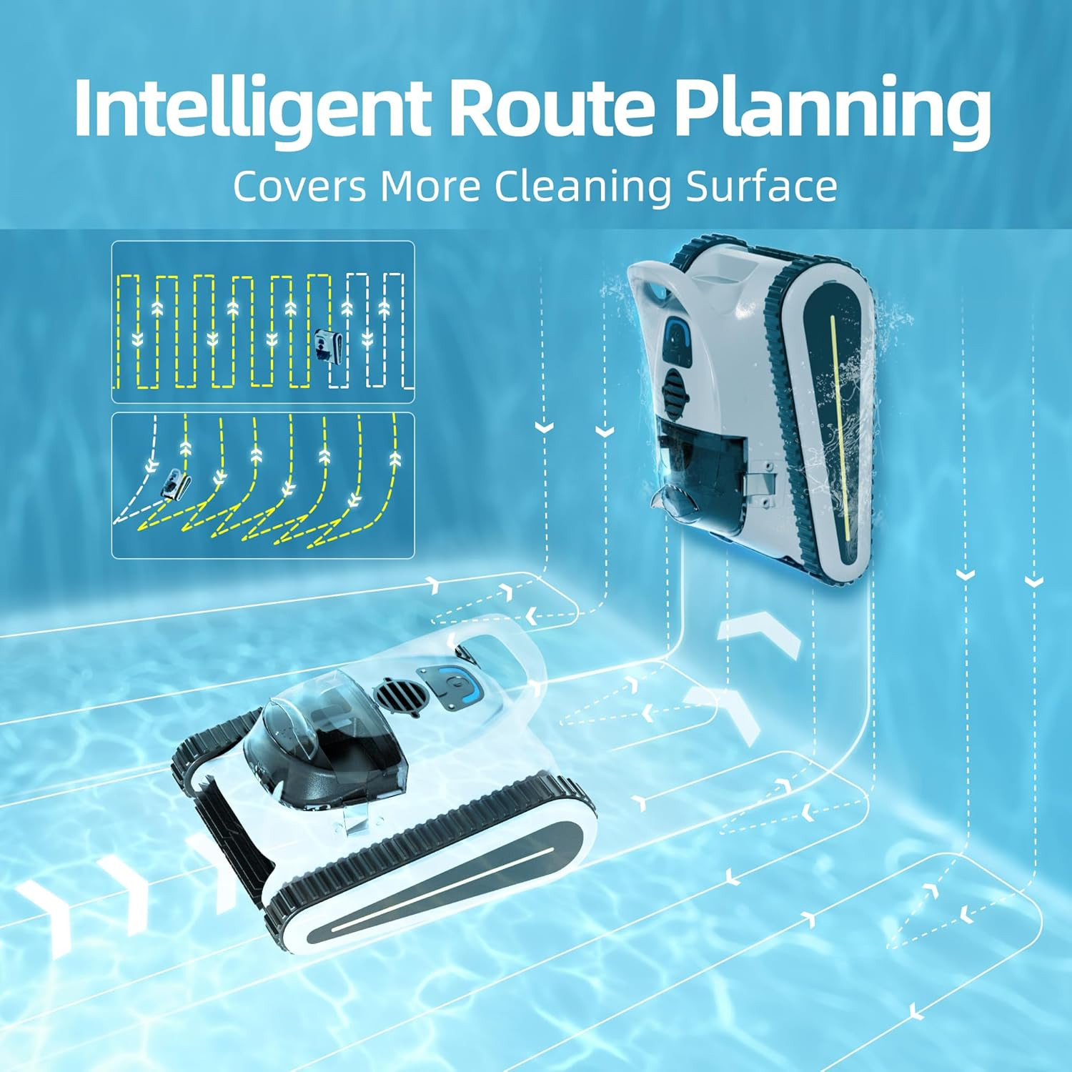 Auto Pool Cleaner Pool Vacuum 3 Cleaning Modes Floor Walls&Waterline Scrubber