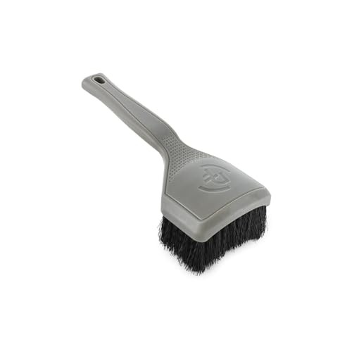 Motorcycle Curved Tire Brush – Ergonomic Grip & Stiff Bristles for Deep Gray