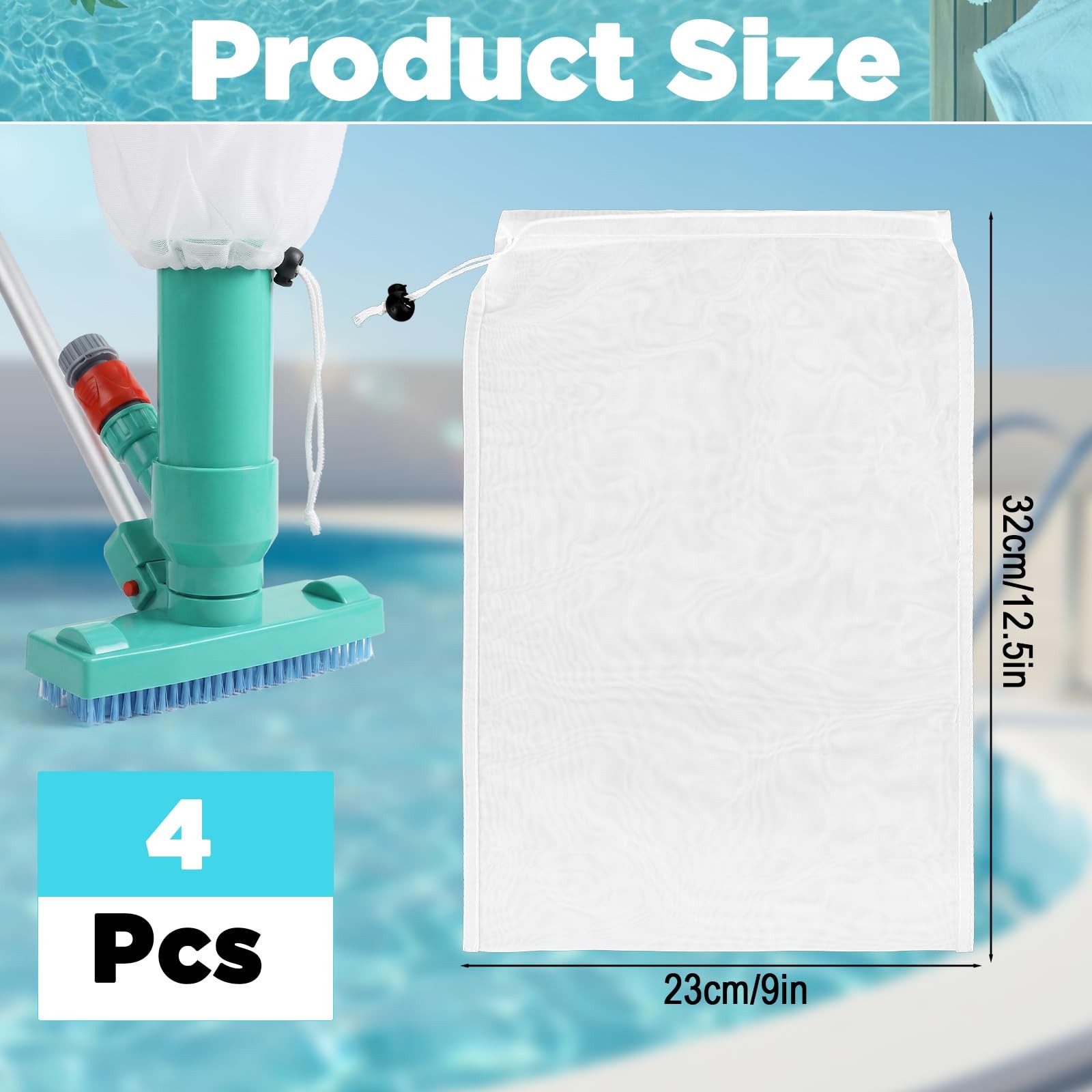 4pcs Pool Vacuum Bag 12.5X 9in Aquarium Mesh Bag Extra Fine Aquarium Filter M…