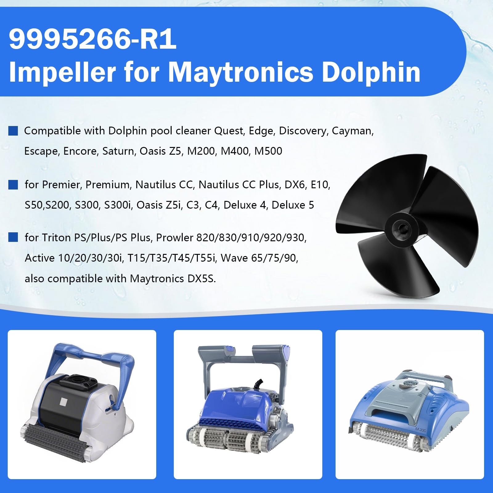 Pool Cleaner Impeller with Screw for Dolphin & Nautilus Robotic Cleaners