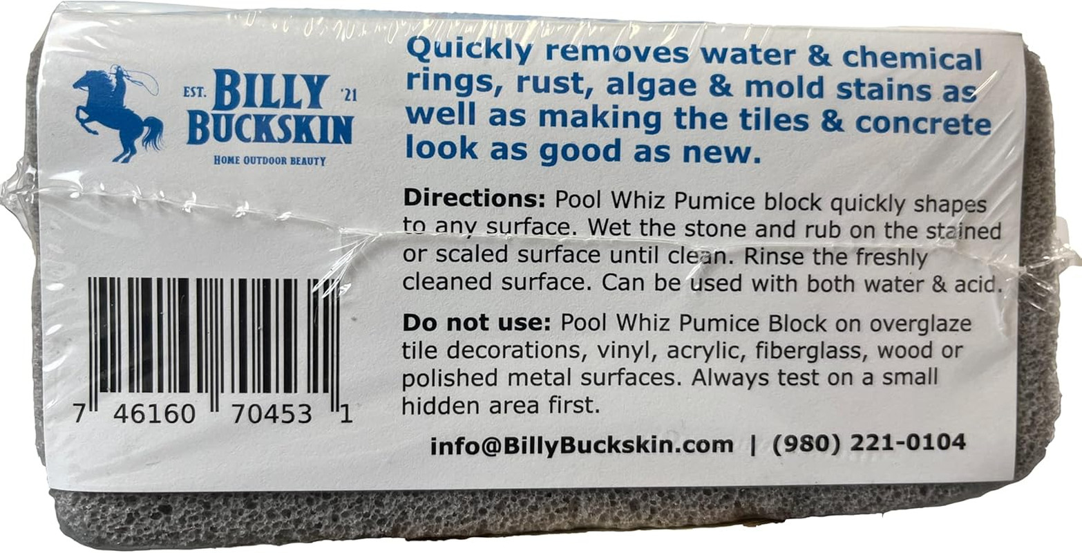 Pool-Whiz Pumice Block, Pool Tile & Concrete Cleaner, Pumice Stone for Cleaning