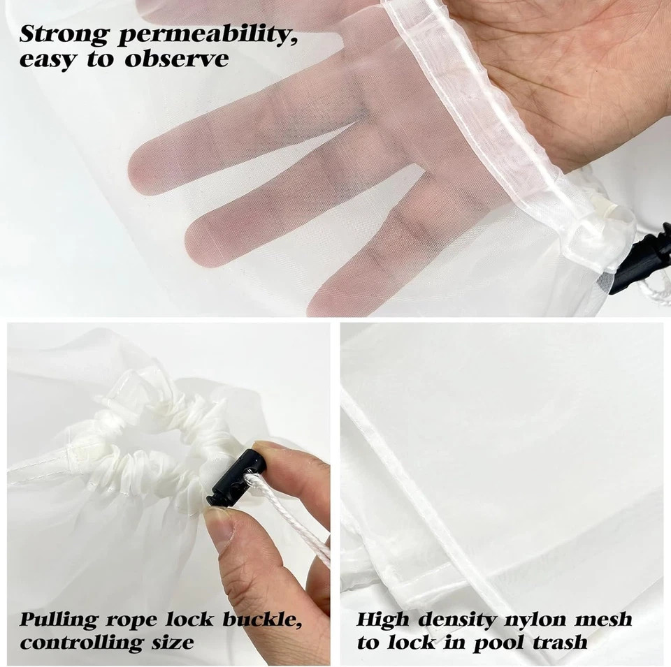 4 Pack 24X18 Inch Pool Leaf Vacuum Net Bag Replacement for Swimming Pool
