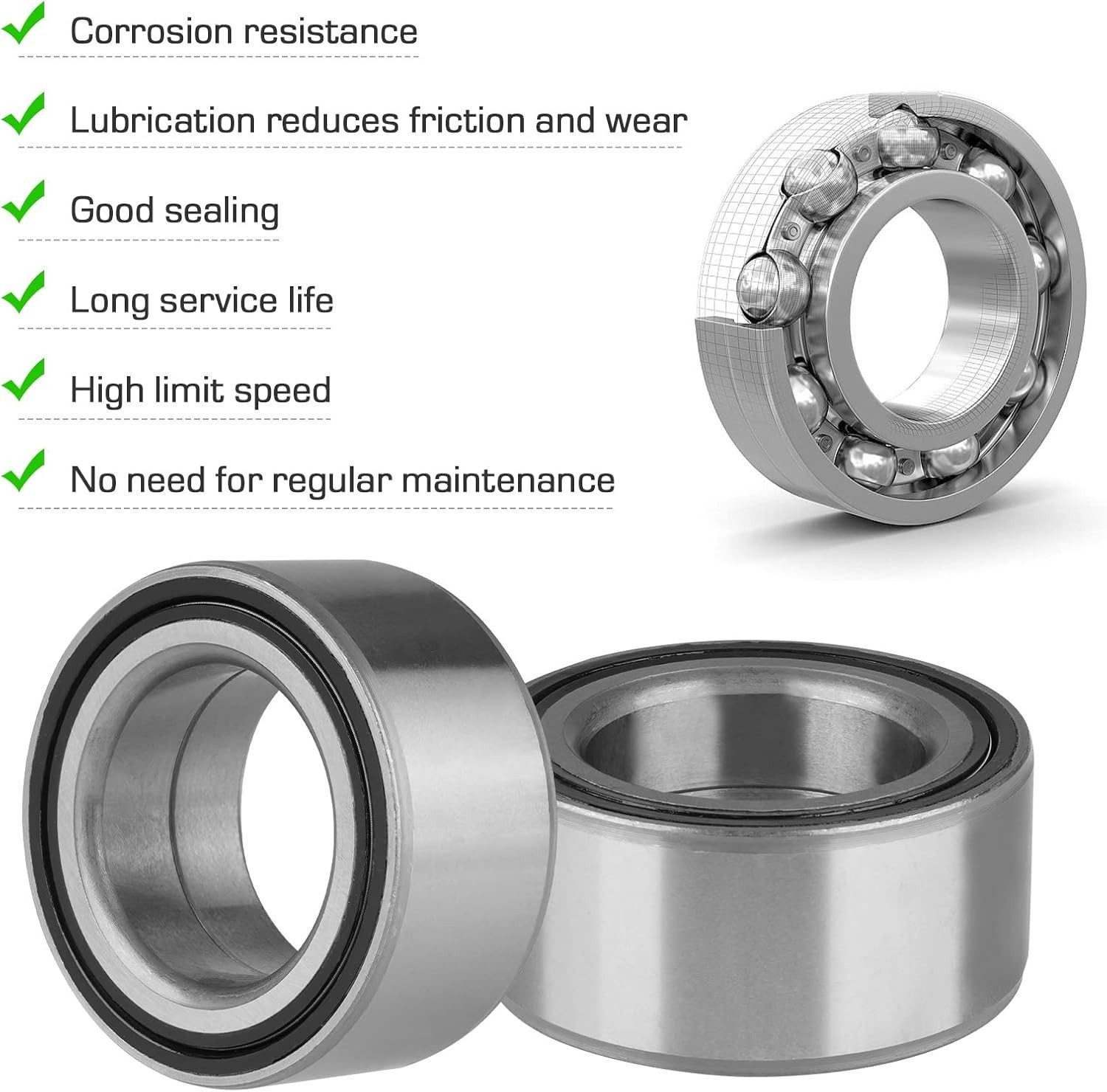 2PCS Front or Rear Wheel Bearing for Polaris Sportsman 550/850/1000 XP, RZR XP