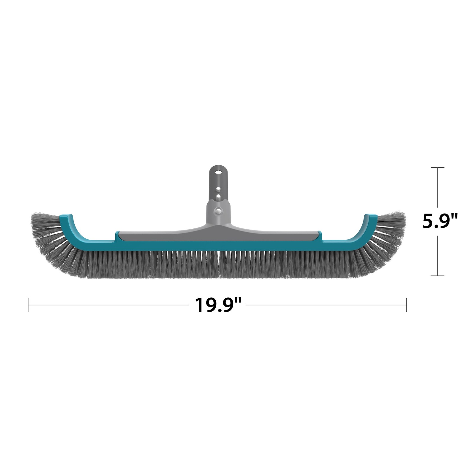 Teal & Gray 20&Prime; Curved-end Pool Brush with Extended PP Side bristles