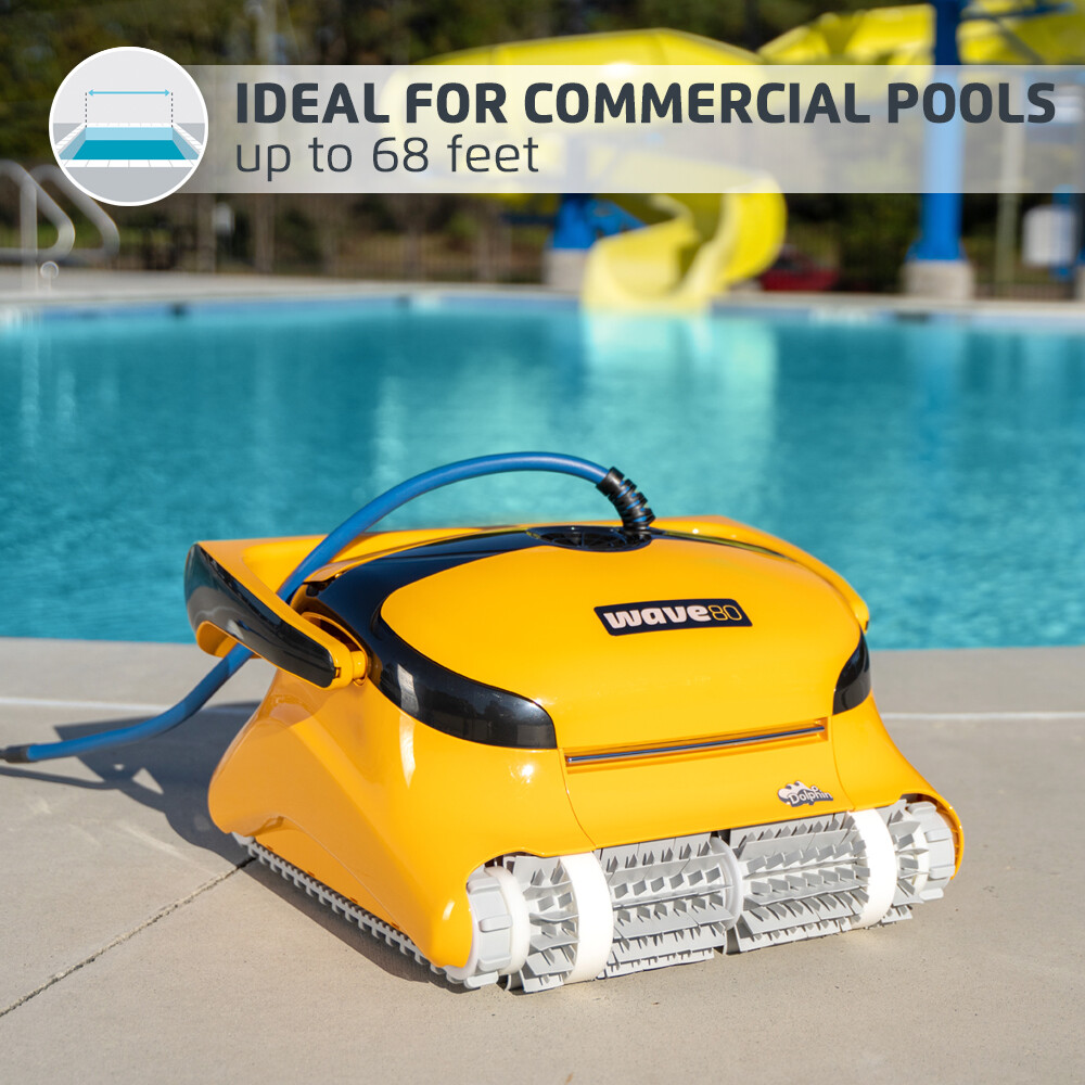 Dolphin Wave 80 Commercial Robotic Pool Cleaner with Caddy For Up to 68 Feet