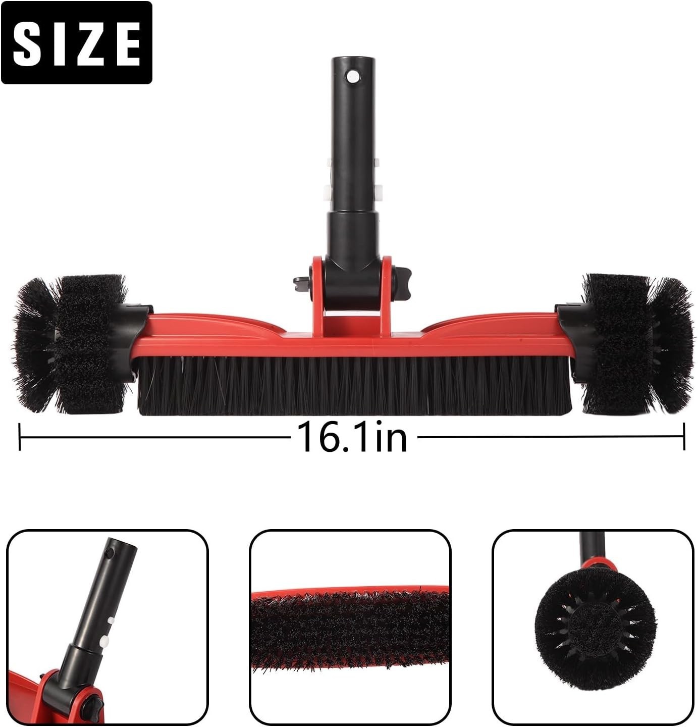 16-Inch Pool Brush Head Heavy Duty for Walls Floors Steps Corners with Alumin…