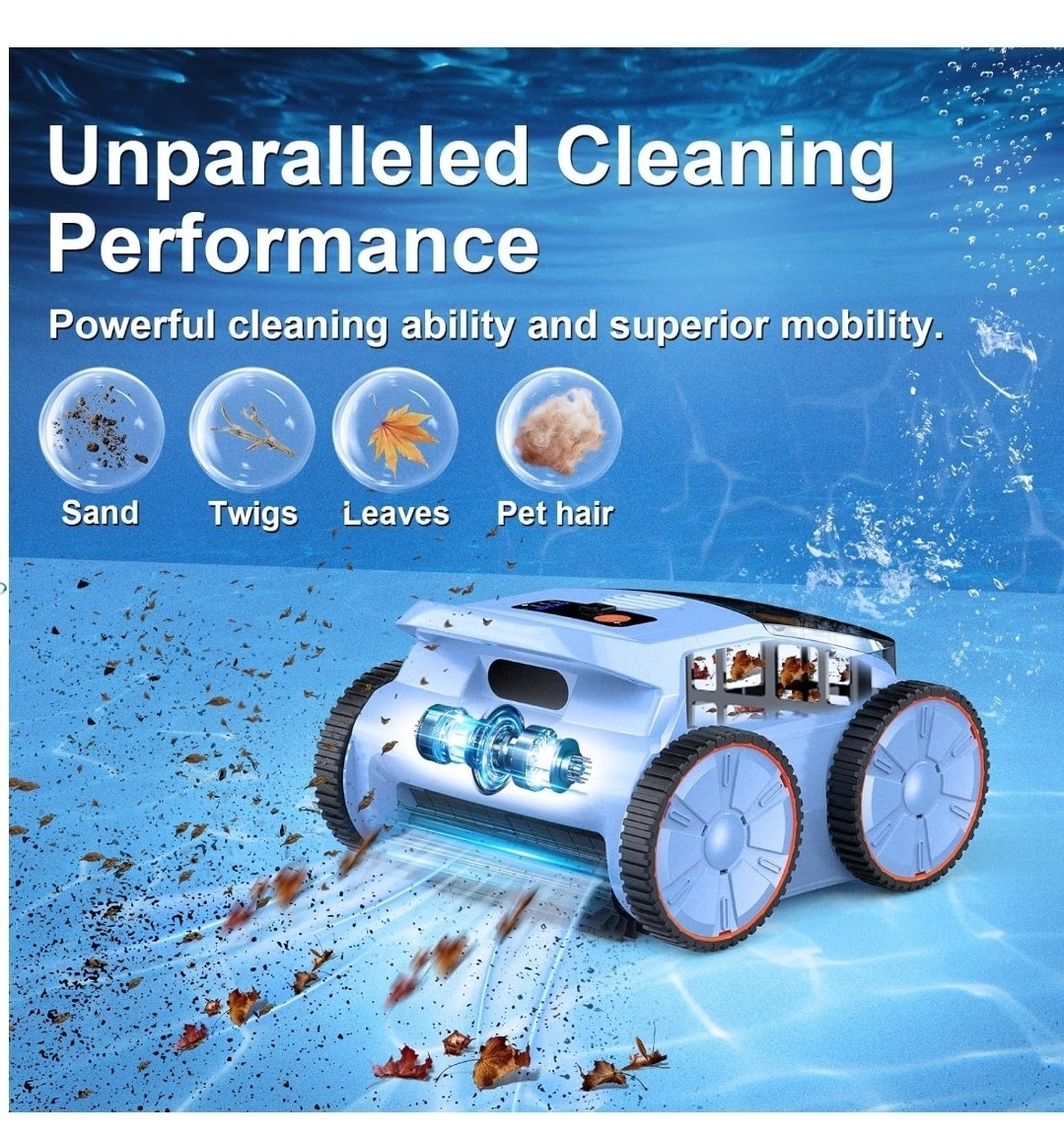 ZYERCH 2025 Upgrade Pool Vacuum Robotic Cleaner Wall Climbing Pool – Dark Blue