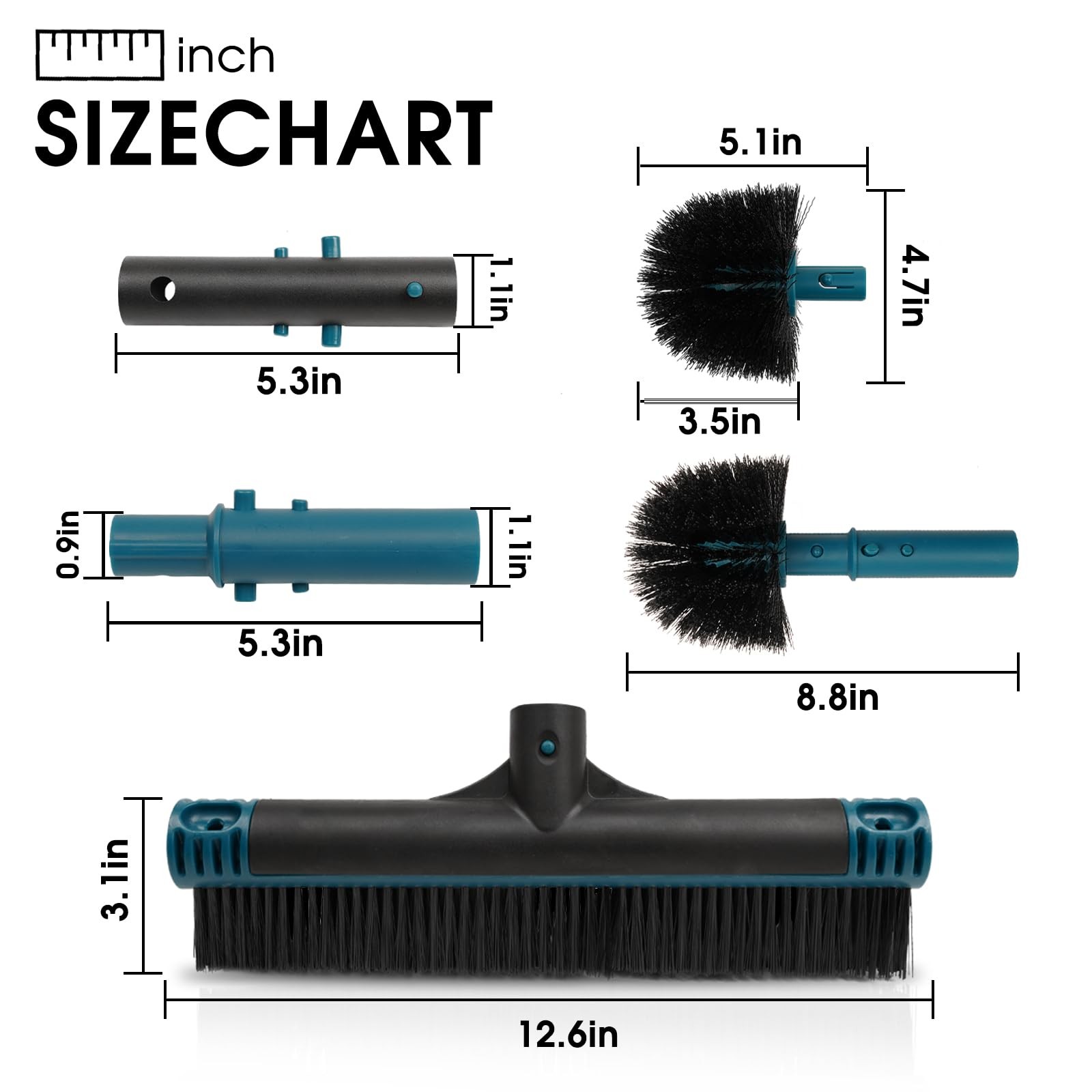 Poolvio 20&Prime; 2 in 1 Pool Brush Head for Swimming Pool, Heavy Duty Scrub Brush …