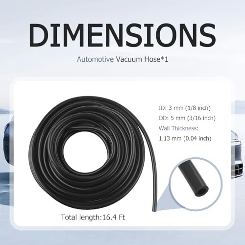 16.4Ft Automotive Vacuum Hose – Cuttable OD 5mm – Cuttable Lines