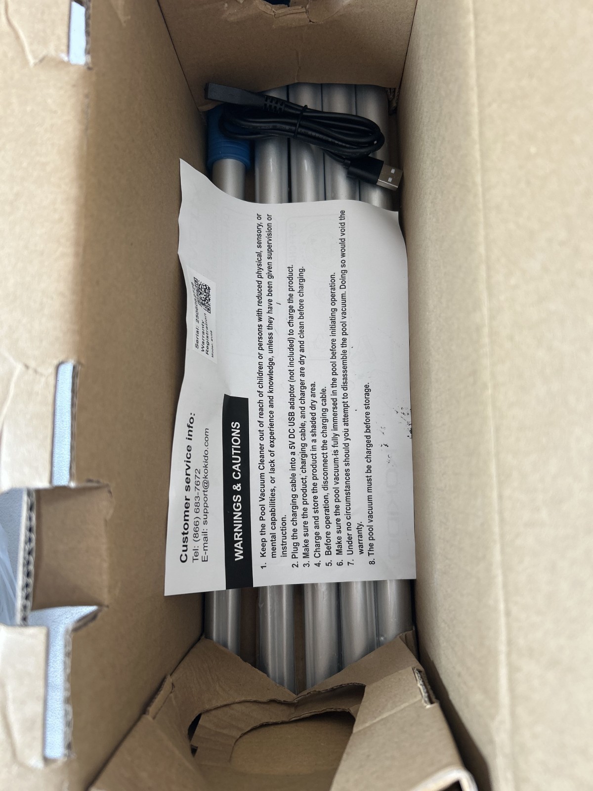 KOKIDO XTROVAC 110 Rechargeable Handheld SWIMMING Pool Vacuum Set Model EV05