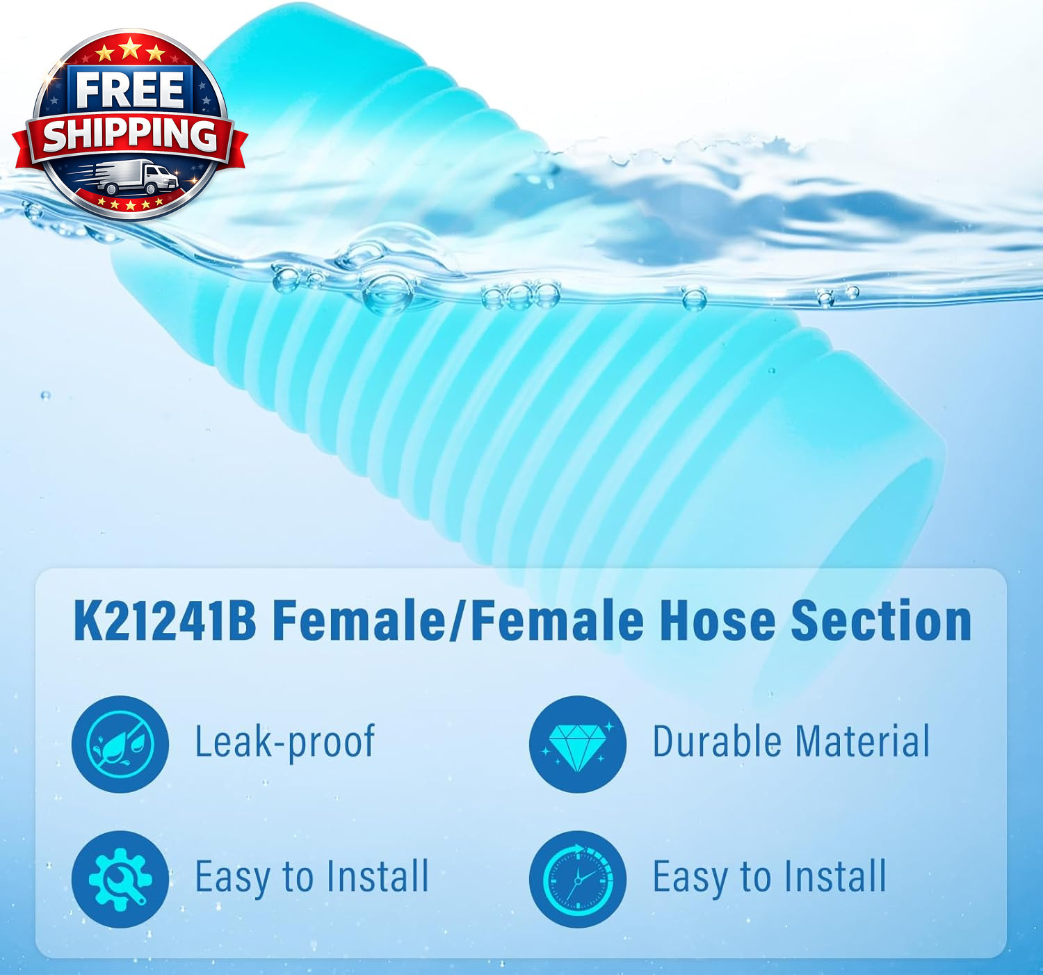 K21241B Female/Female Hose Section Replacement for Pentair Kreepy Krauly Automat