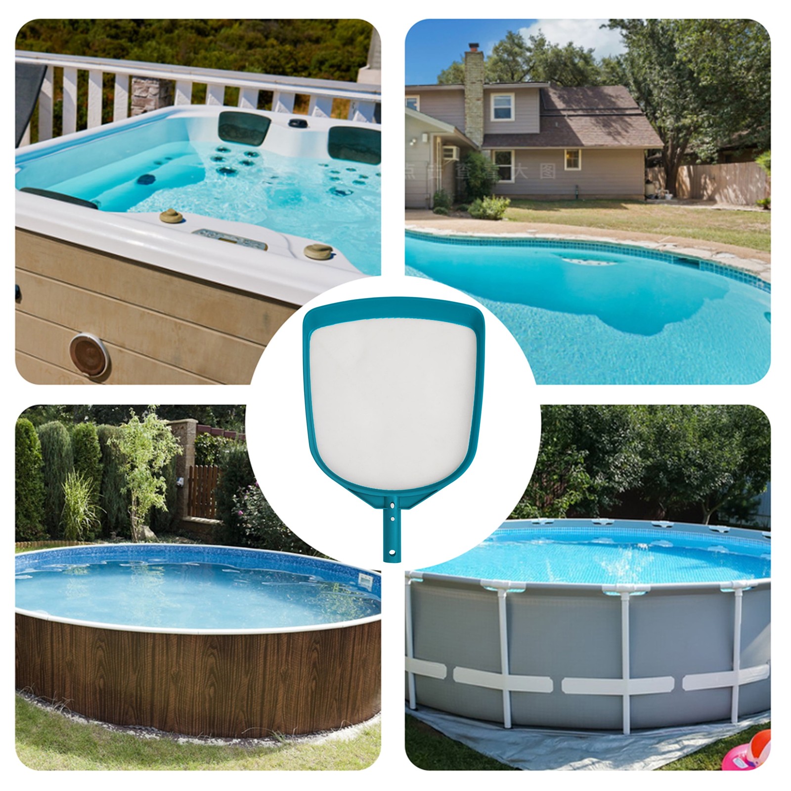 Teal & Gray Pool Skimmer Net with 42 inch Aluminum Pole