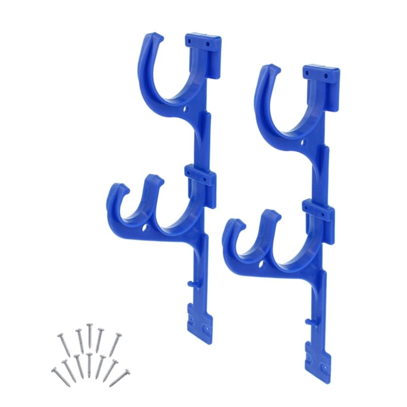 2Pcs Pool Pole Hanger Plastic Pool Holder Set Pool Holder with Screws Pole Hooks