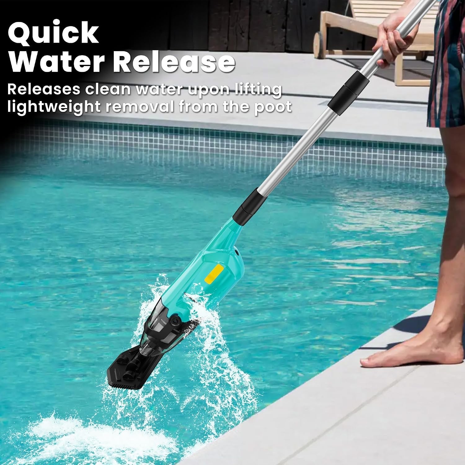 Telescopic Handheld Pool Vacuum for Quick Cleanup – 60 Min Battery Life