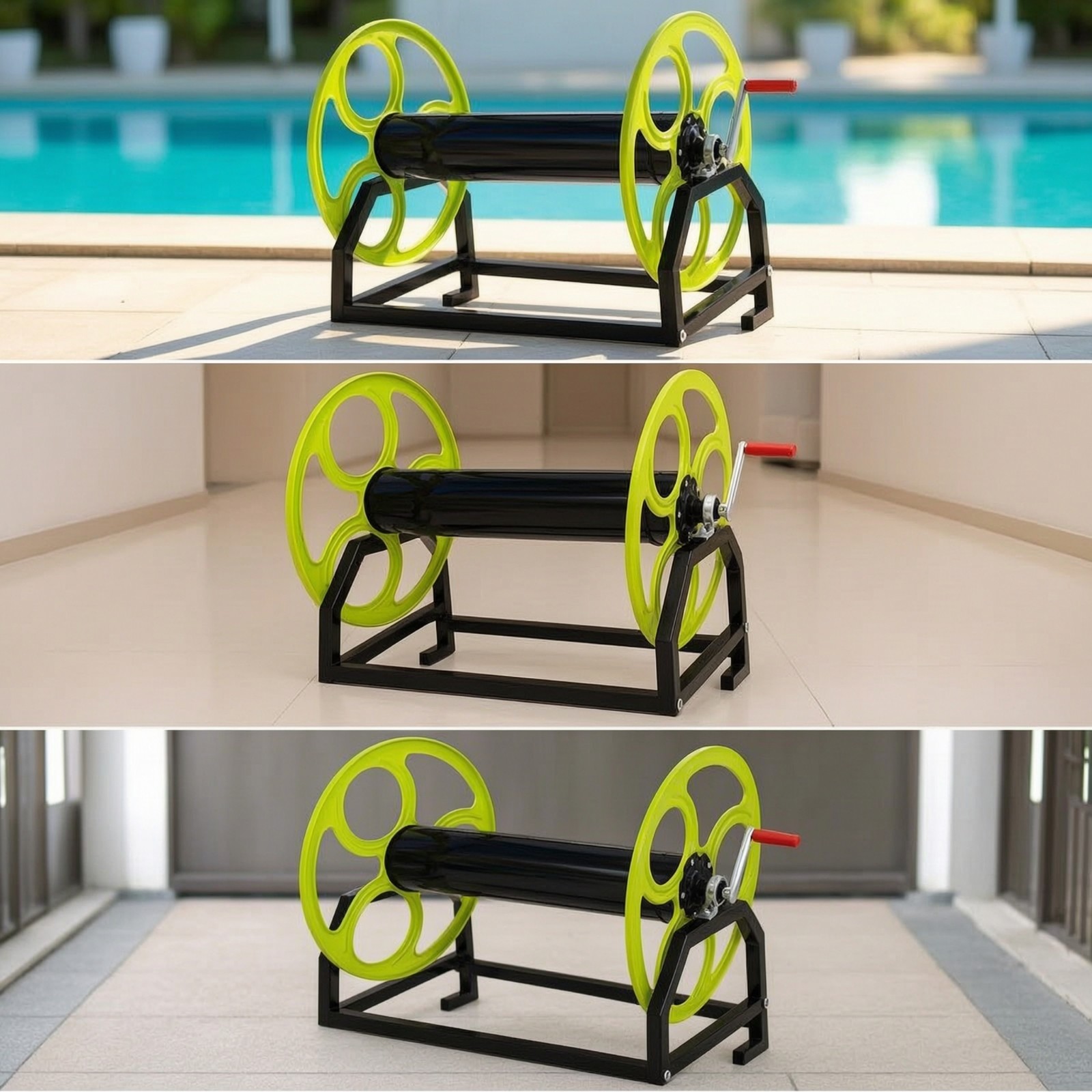 Hose Reel Stand Large-Capacity Hose Rack with Hand Crank Easy to Install