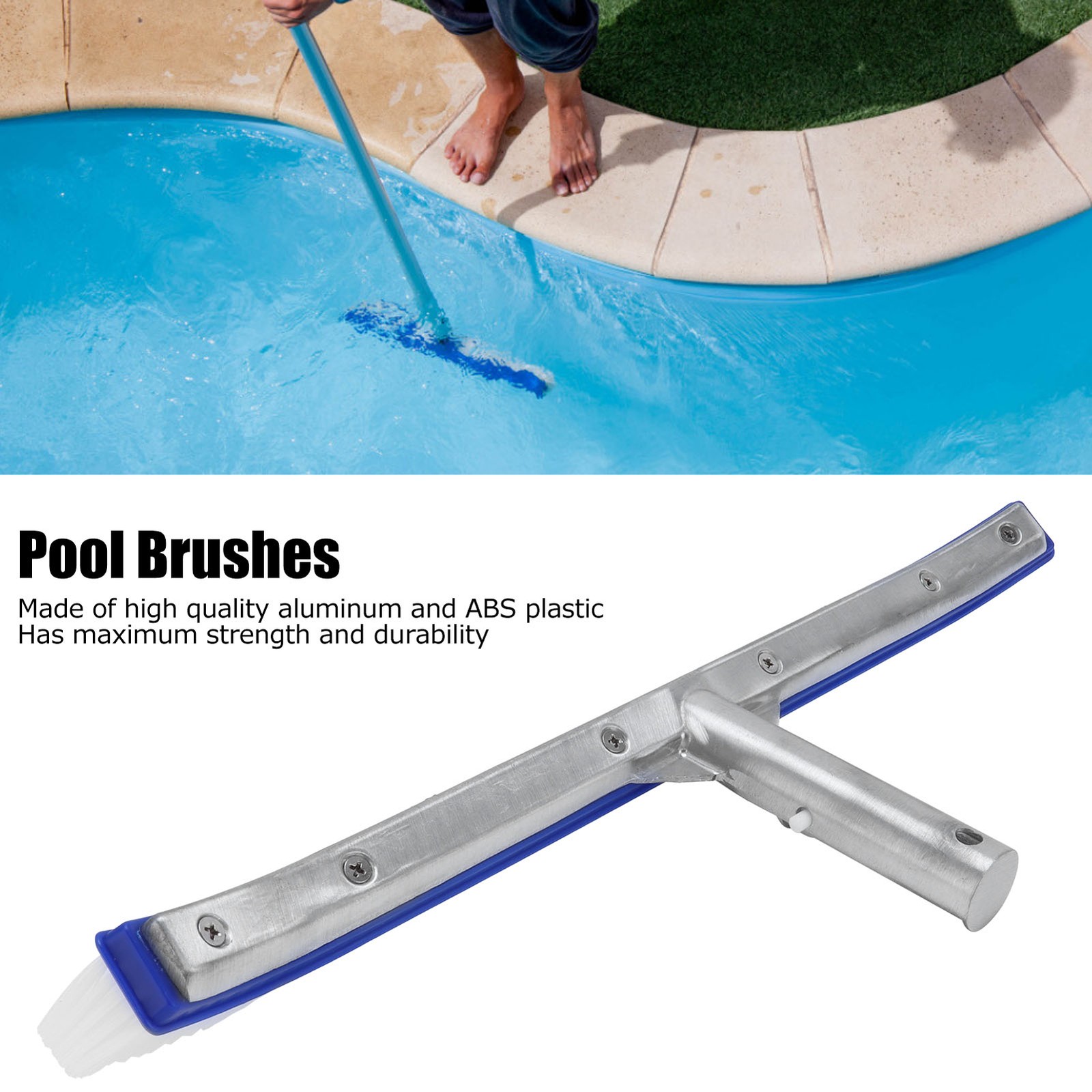 Swimming Pool Brush Extra-Wide Head For Fast Cleaning Floors Easy To Use