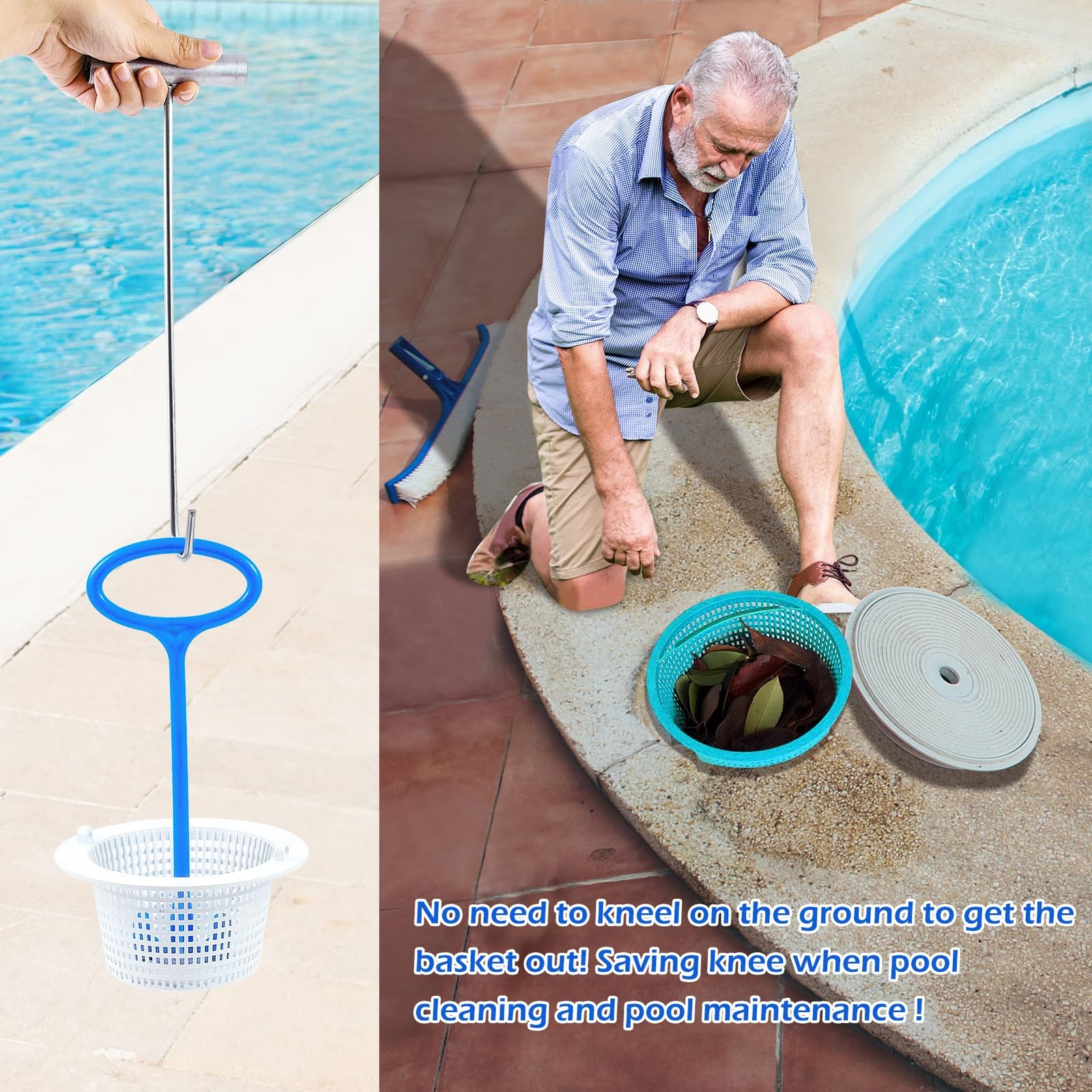 Universal Pool Skimmer Basket Handle Hook for Easy Debris Removal